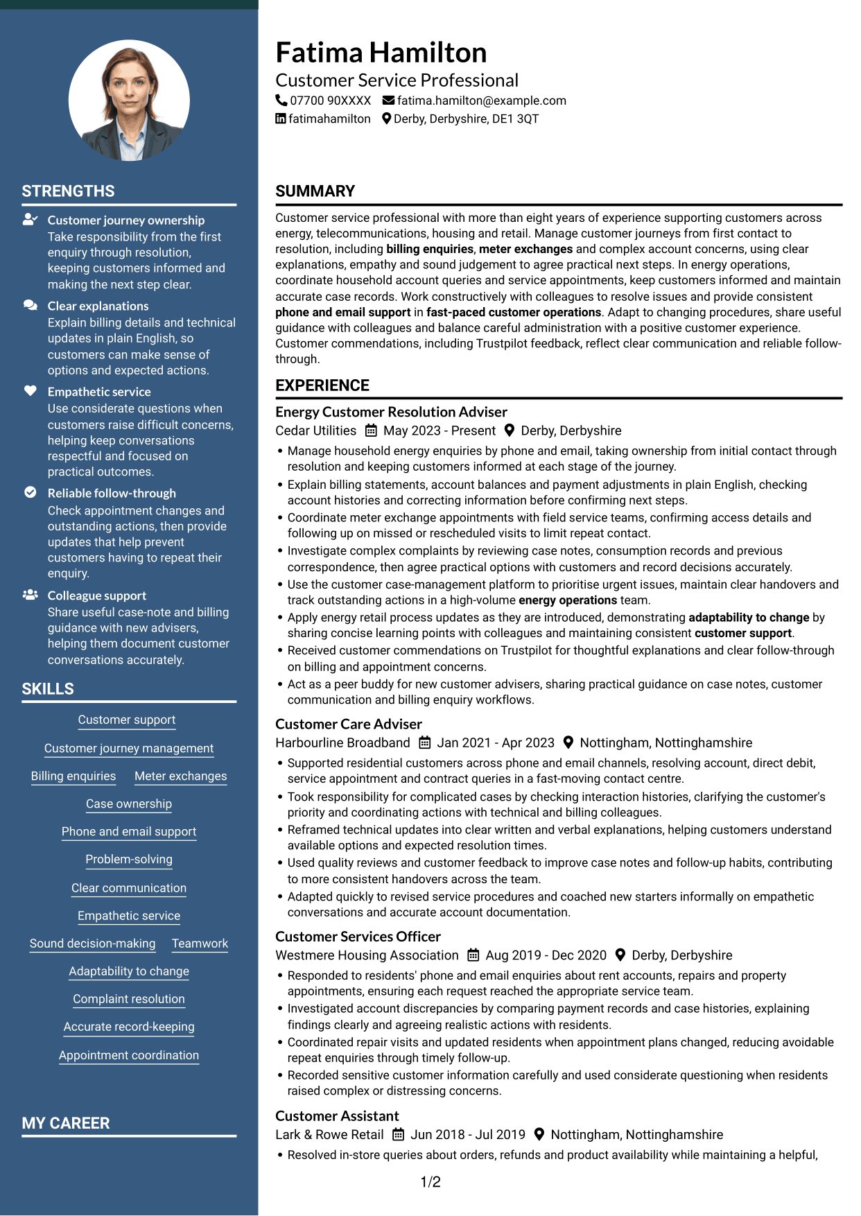 CV example — page 1
