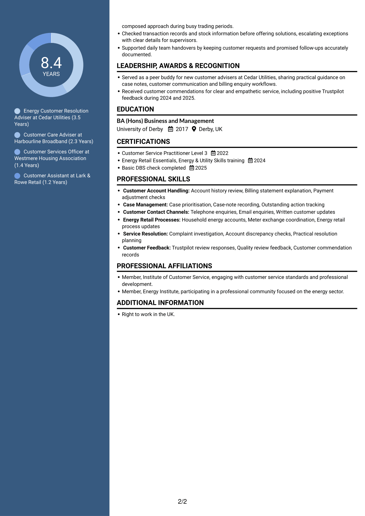 CV example — page 2