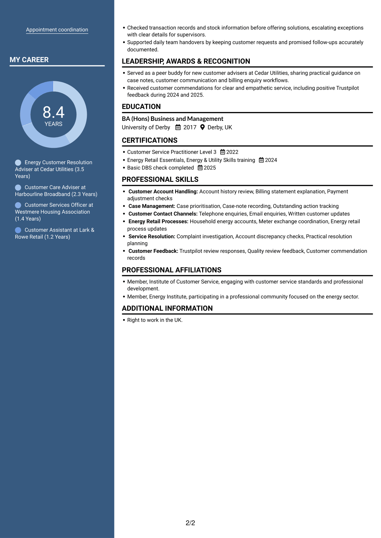 CV example — page 2