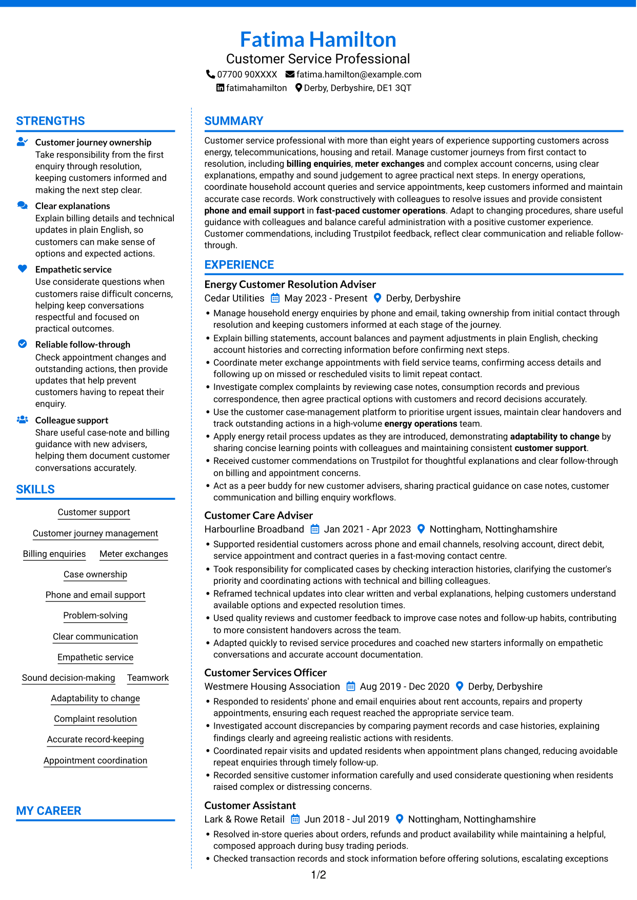 CV example — page 1