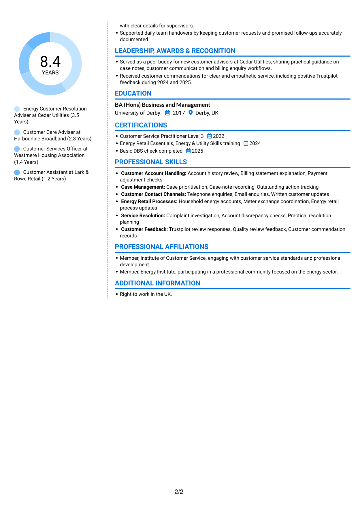 CV example — page 2