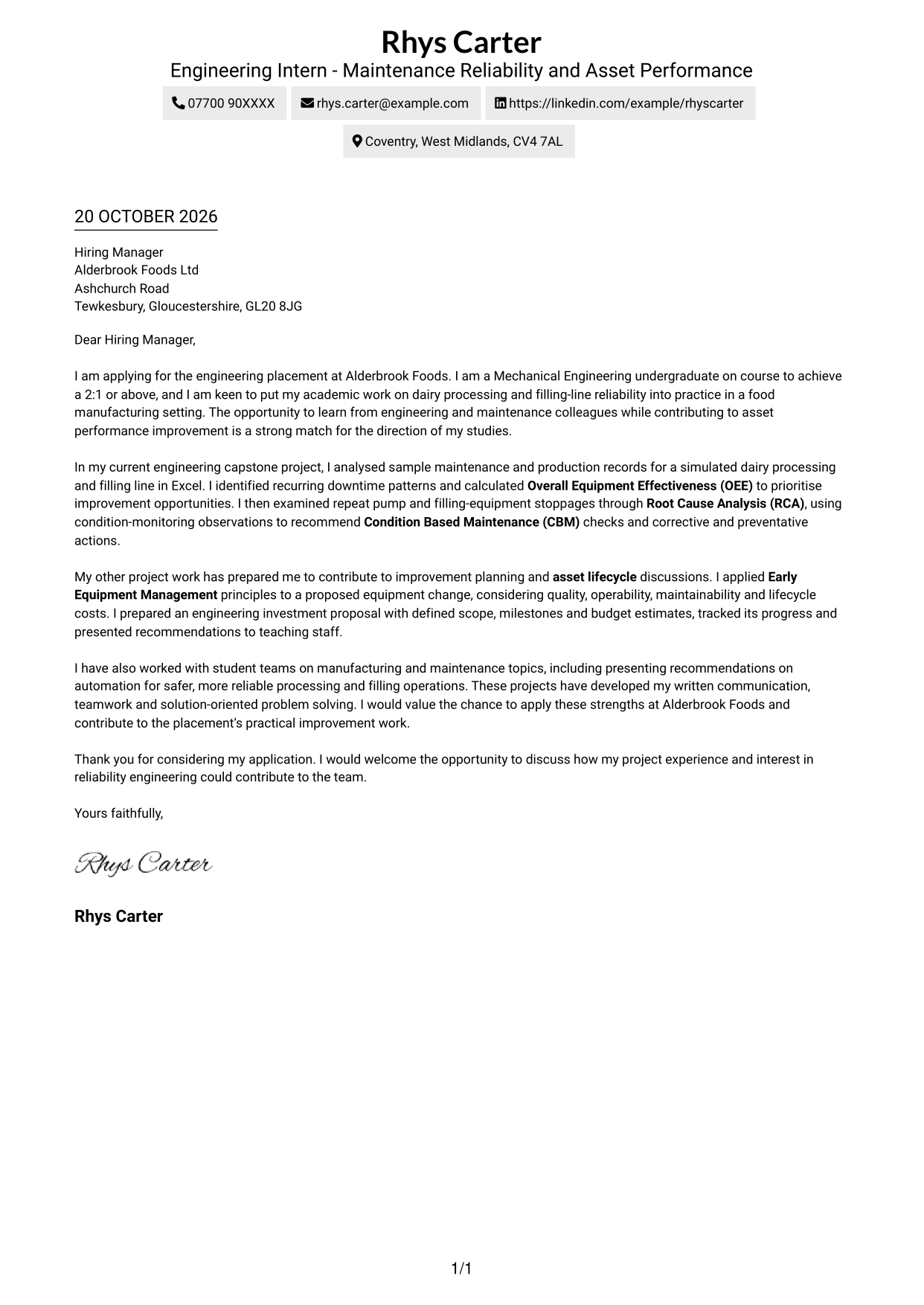 Cover letter example — page 1
