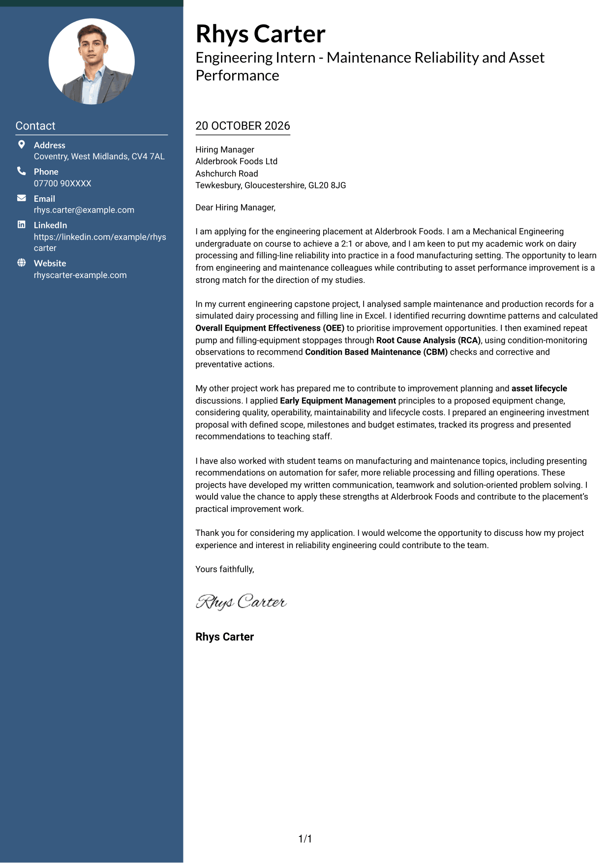 Cover letter example — page 1