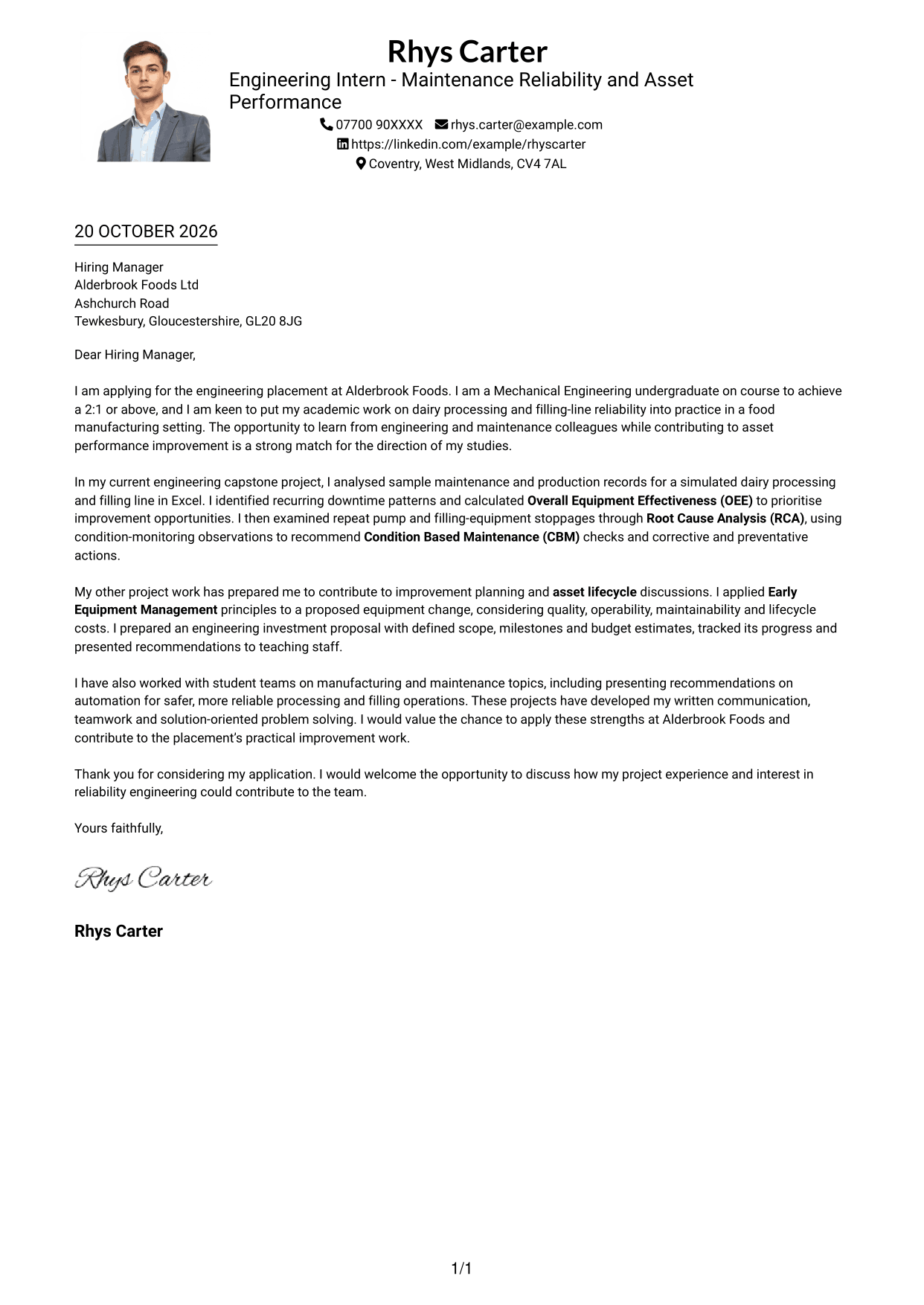Cover letter example — page 1