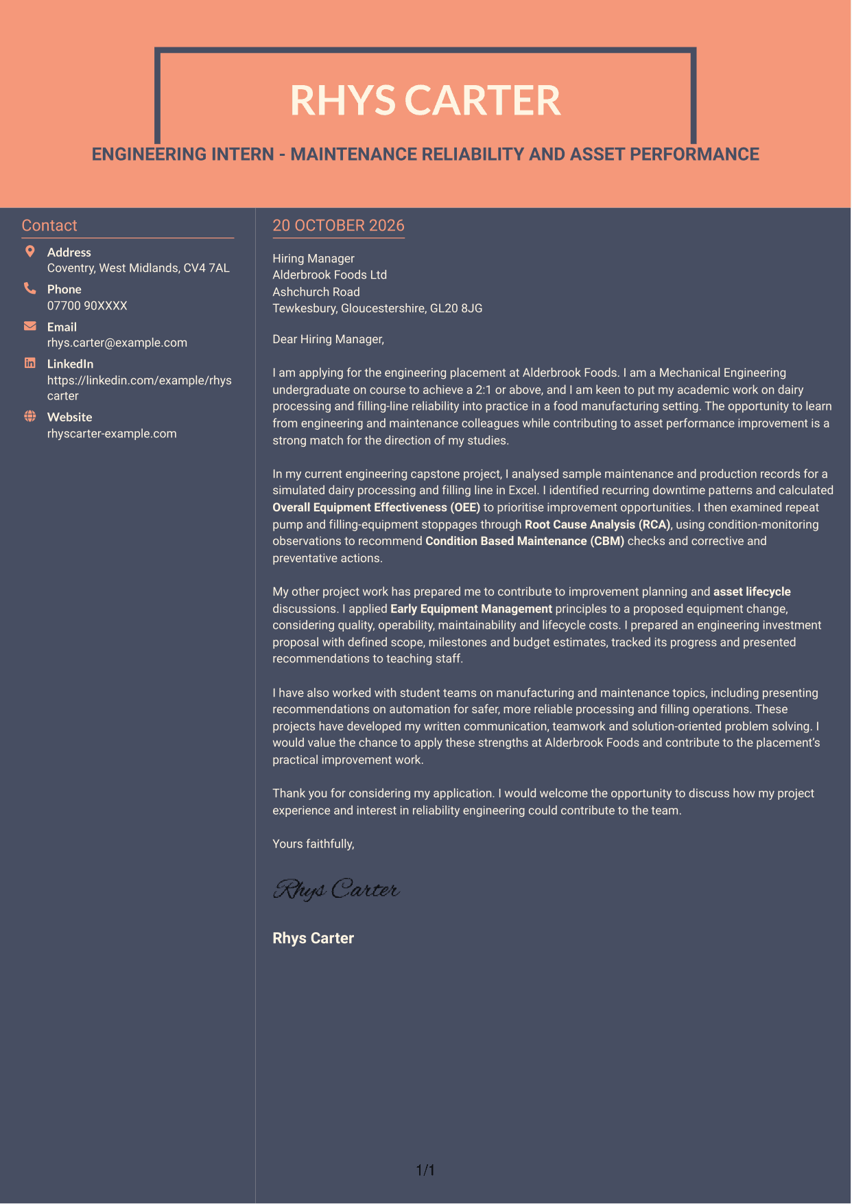 Cover letter example — page 1