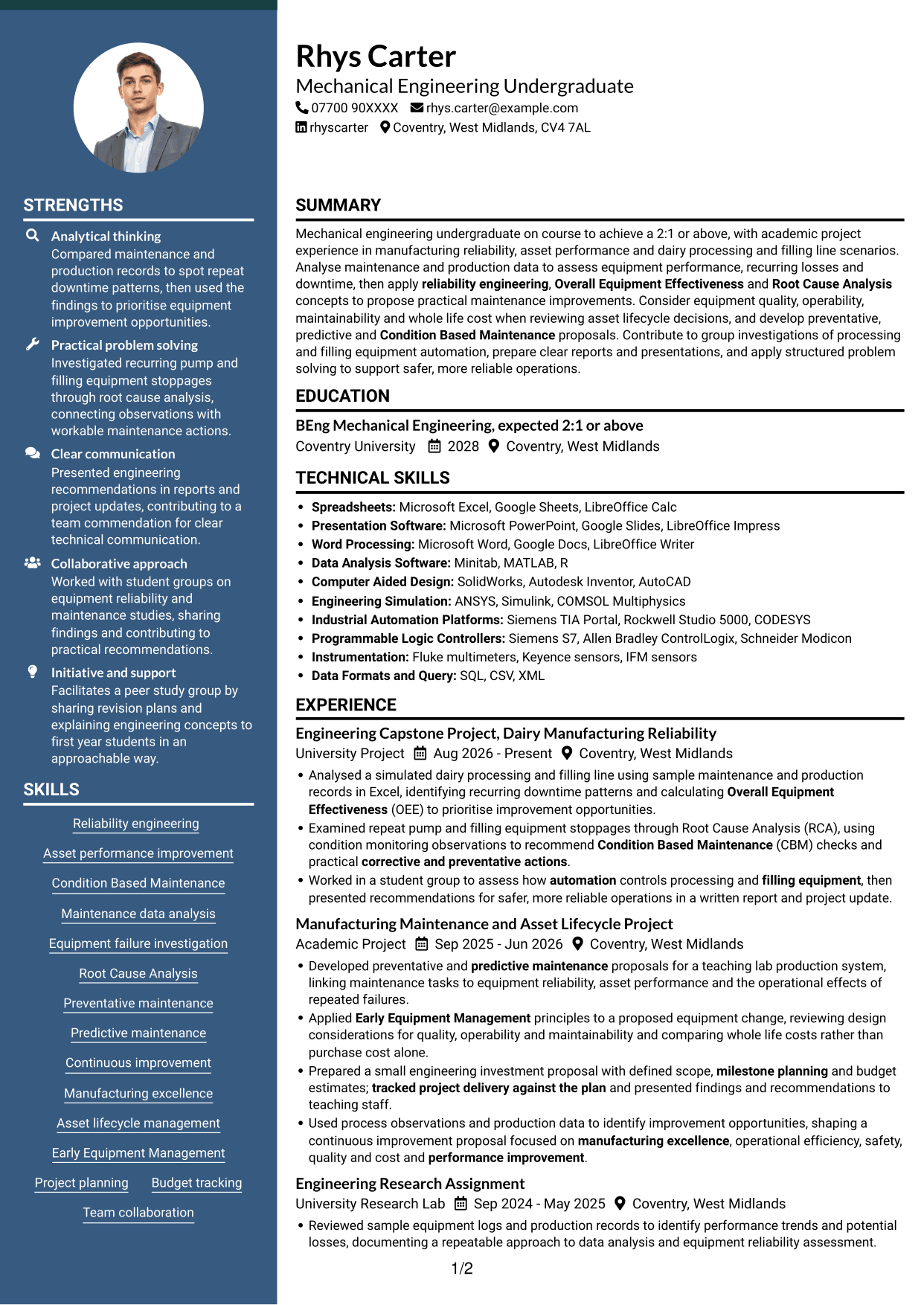 CV example — page 1