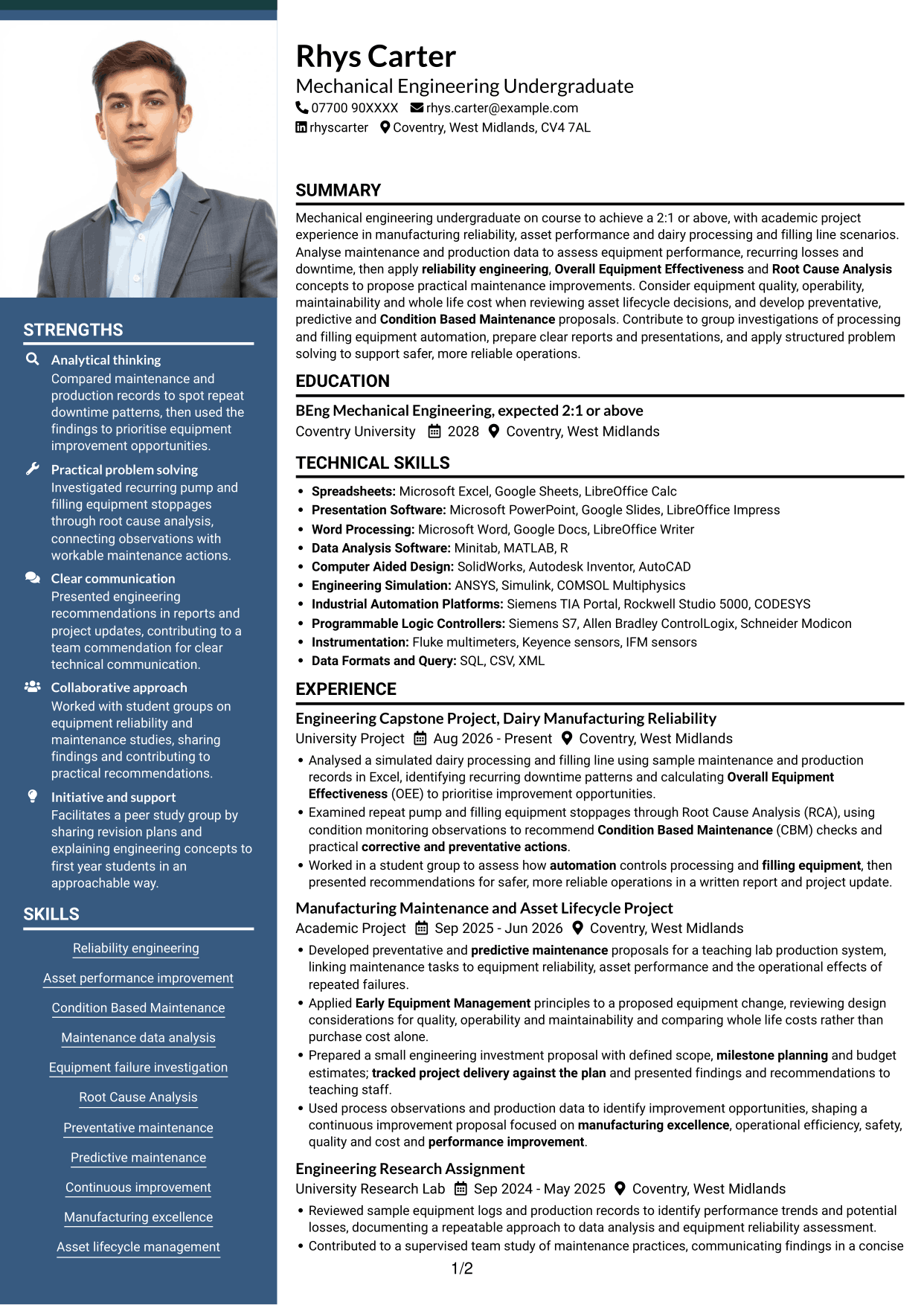 CV example — page 1