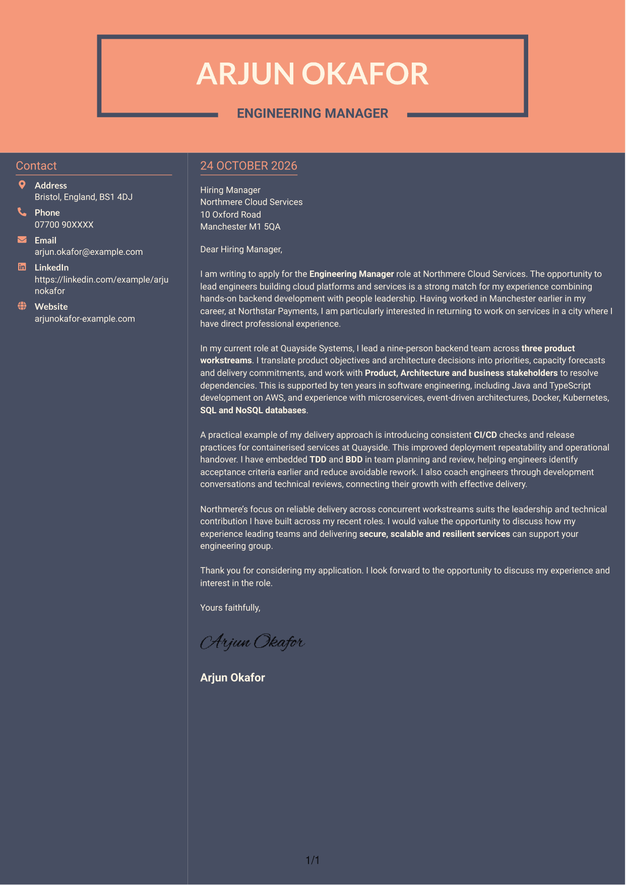 Cover letter example — page 1