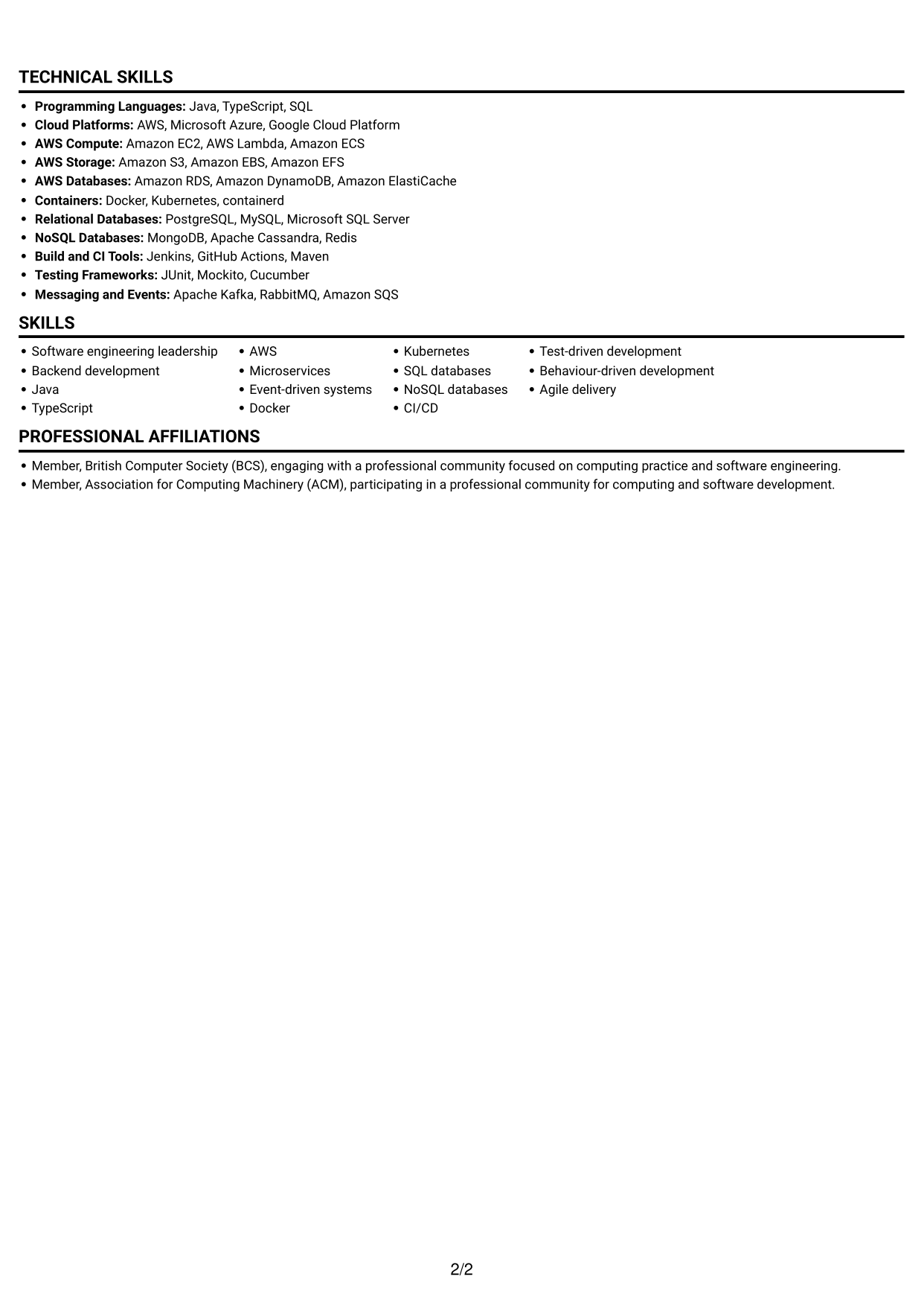 CV example — page 2