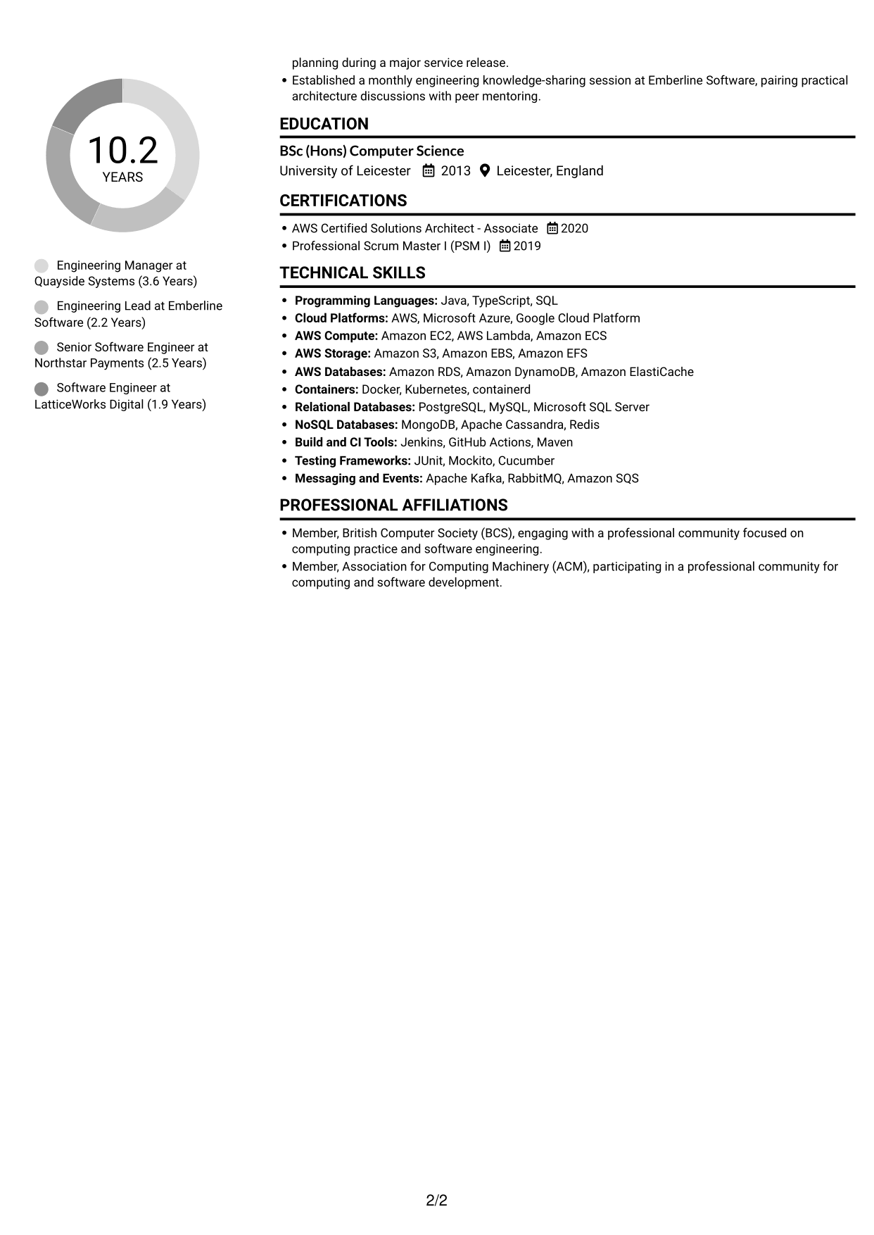 CV example — page 2