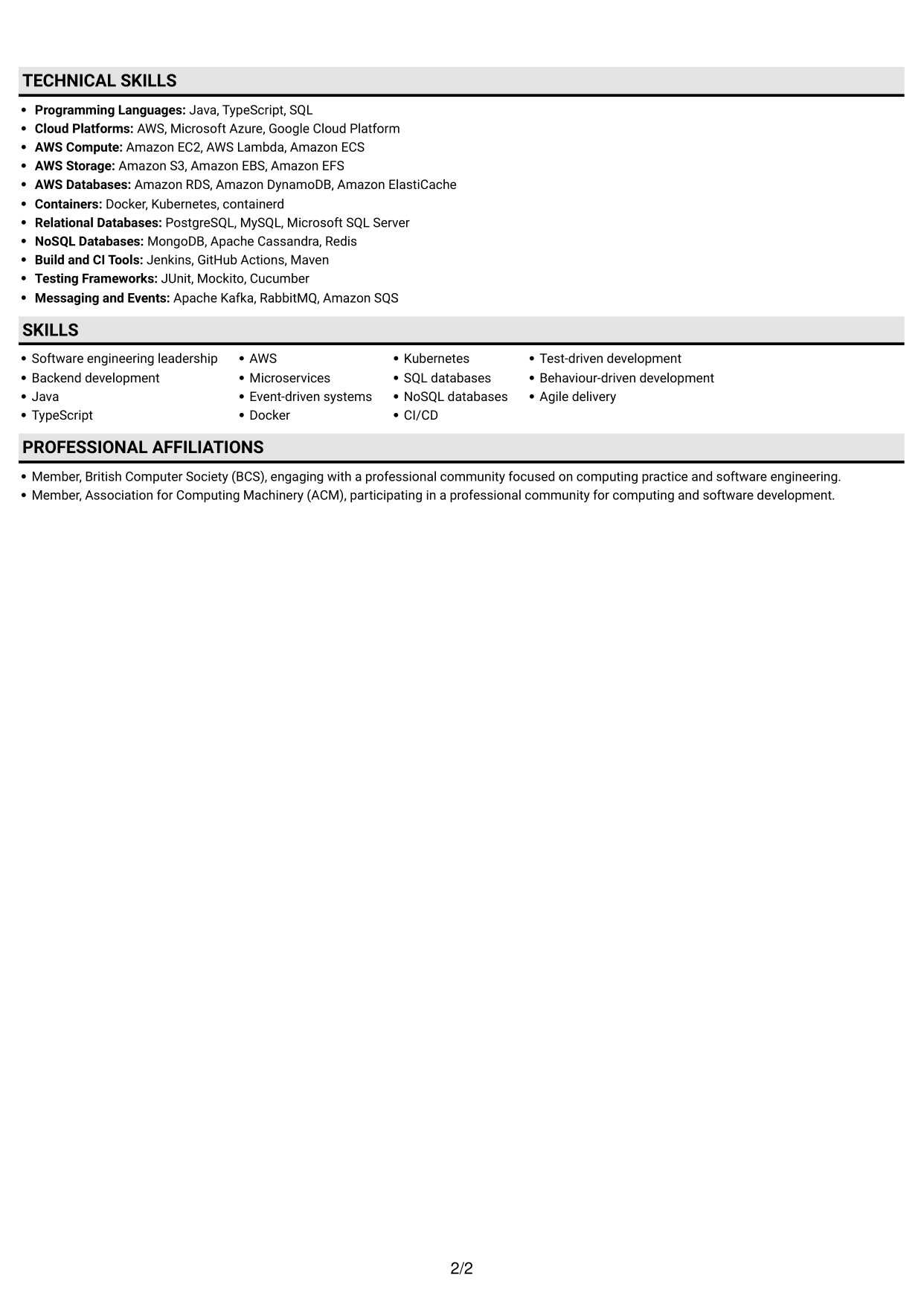 CV example — page 2