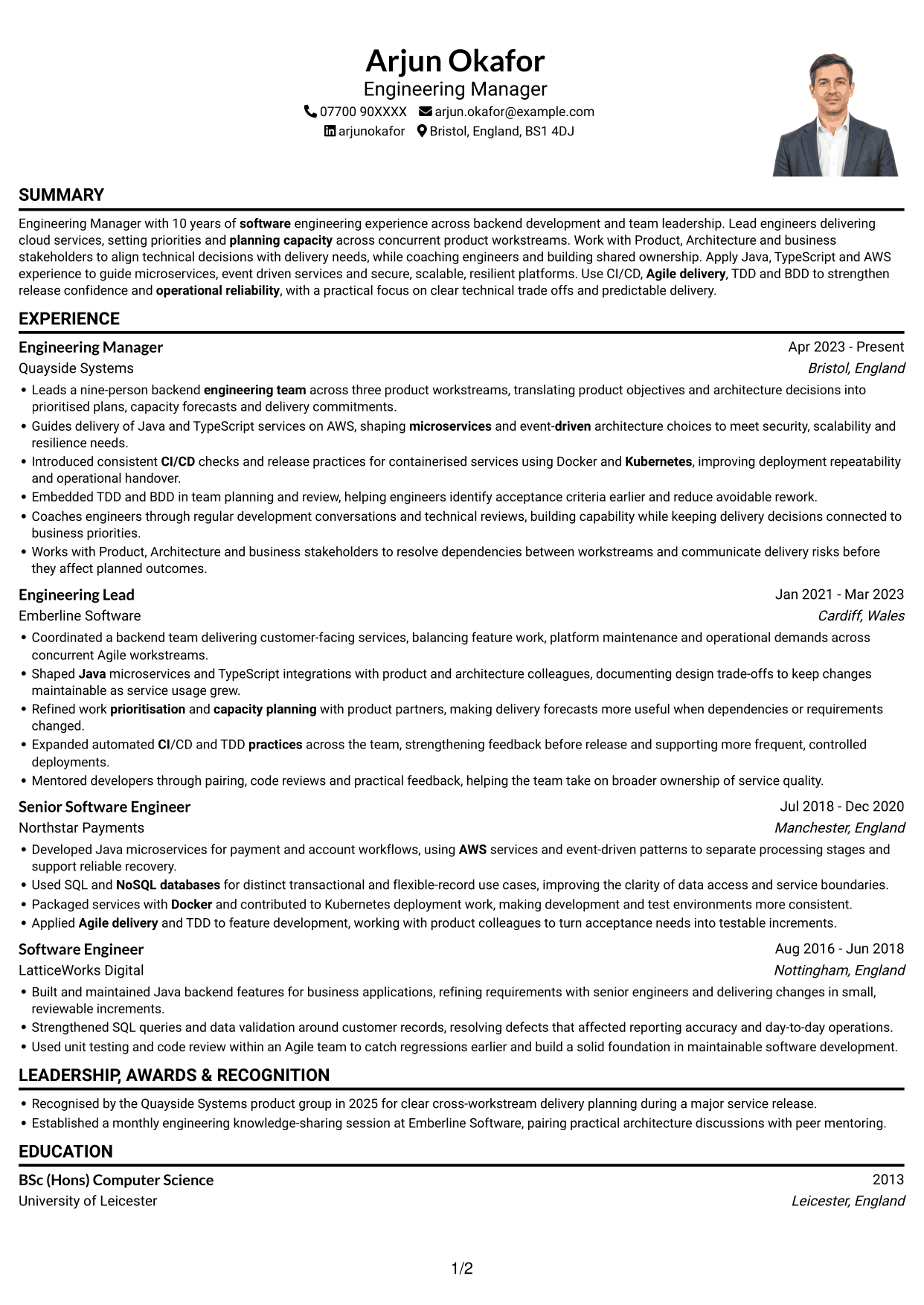 CV example — page 1