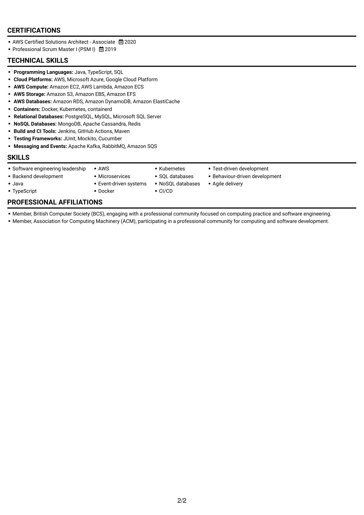 CV example — page 2