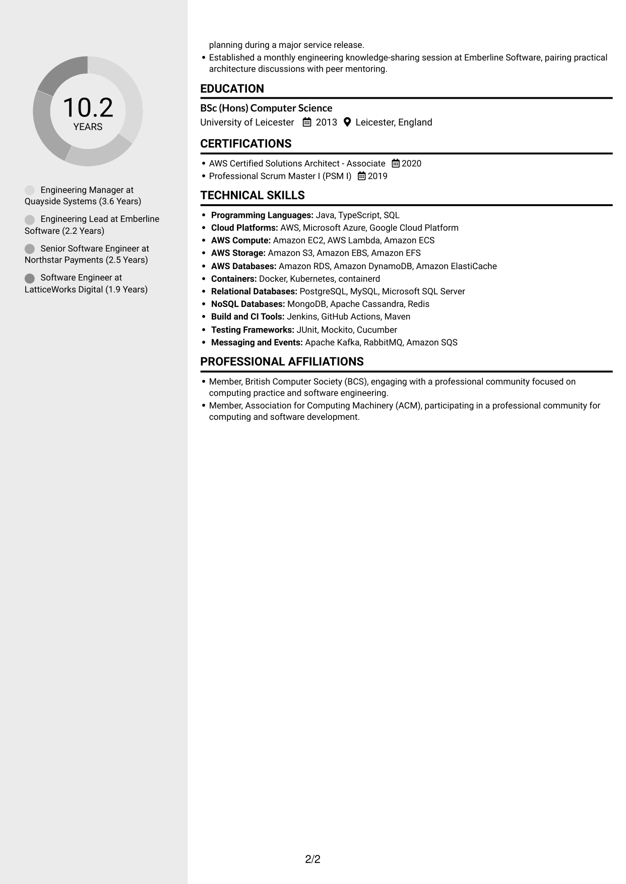 CV example — page 2