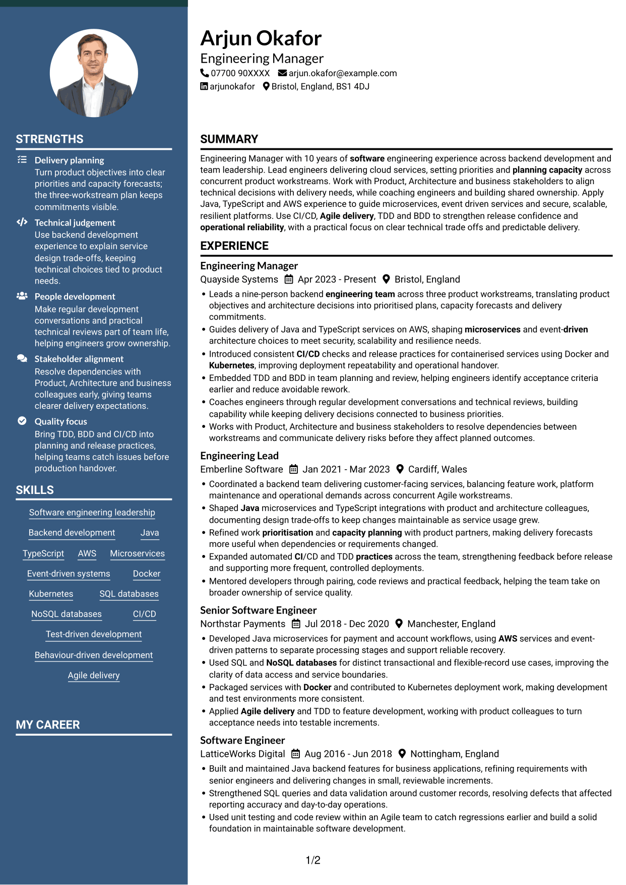 CV example — page 1