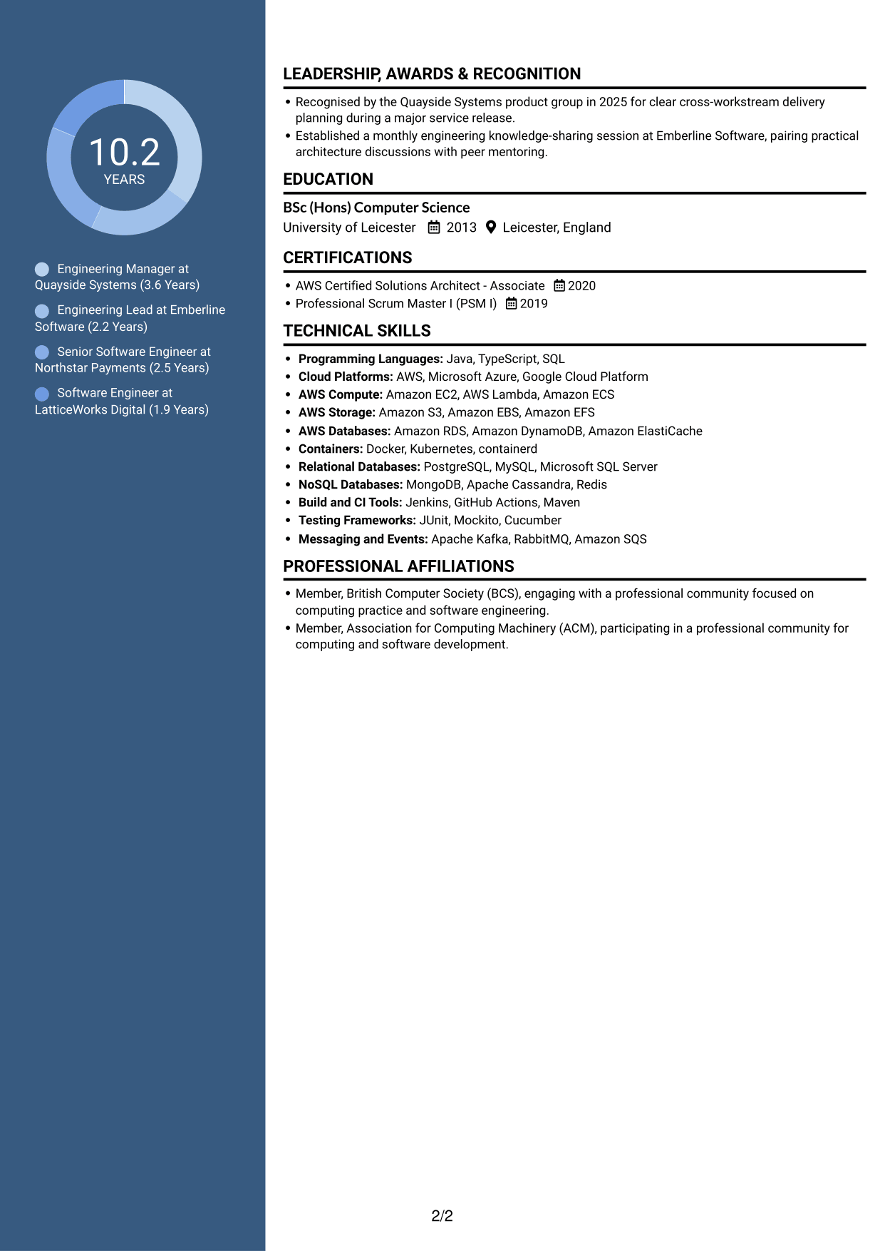 CV example — page 2
