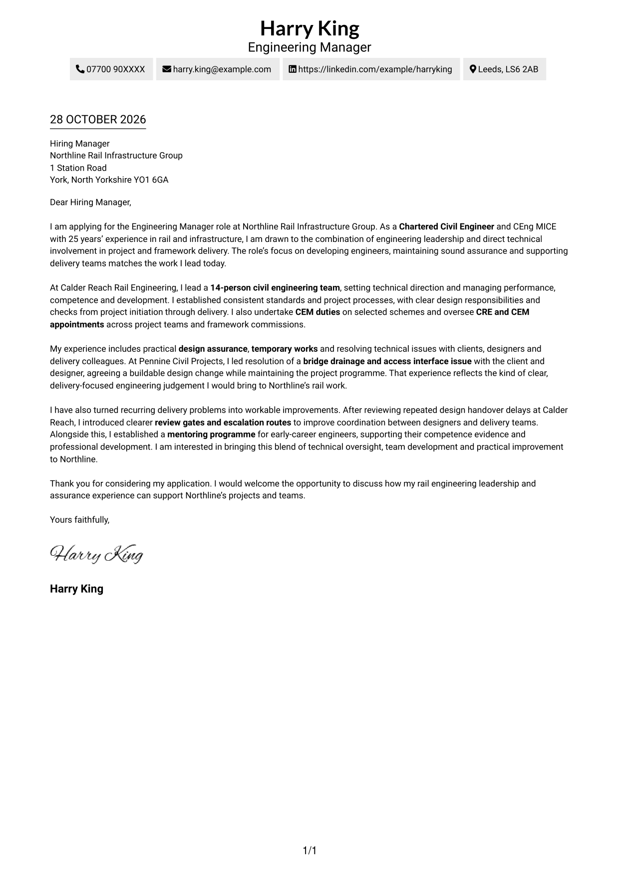 Cover letter example — page 1