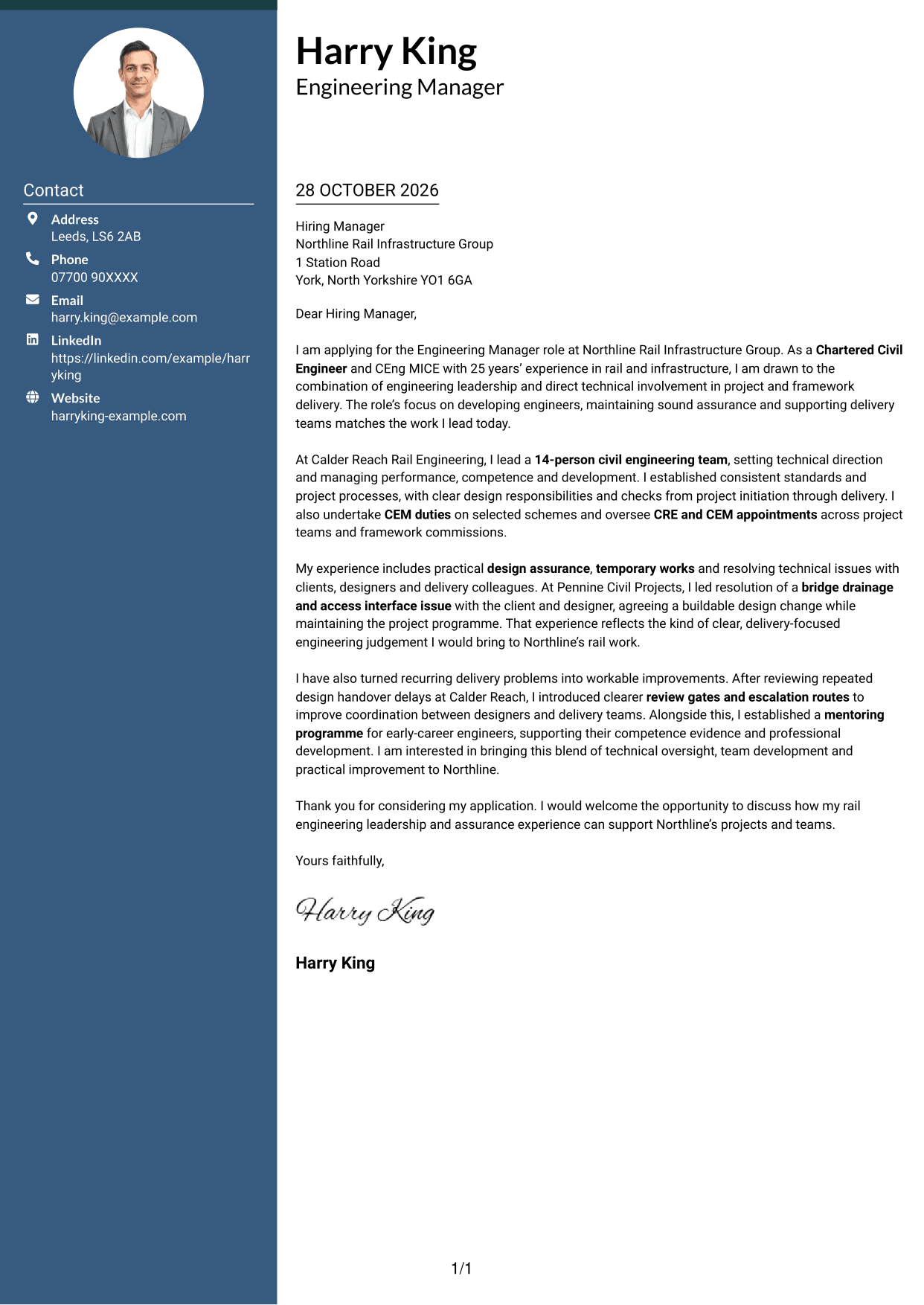 Cover letter example — page 1