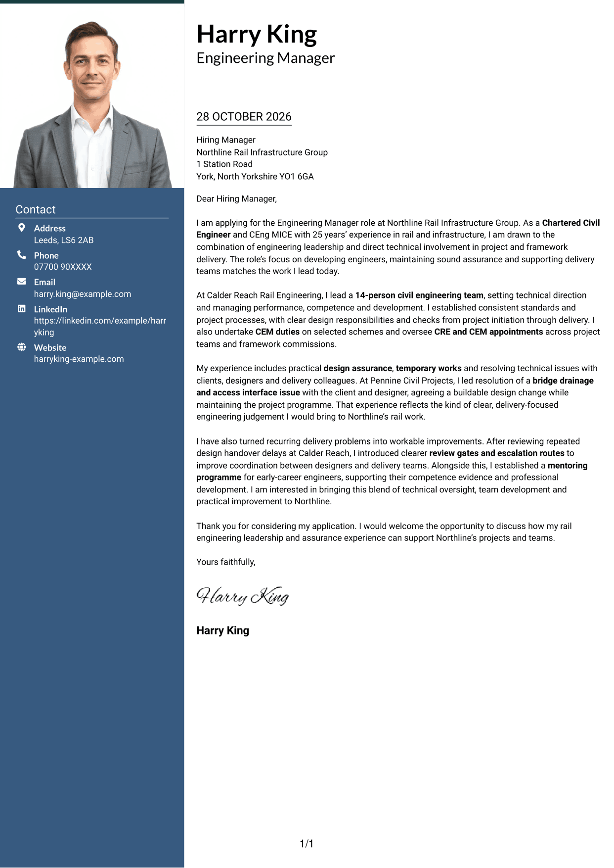 Cover letter example — page 1