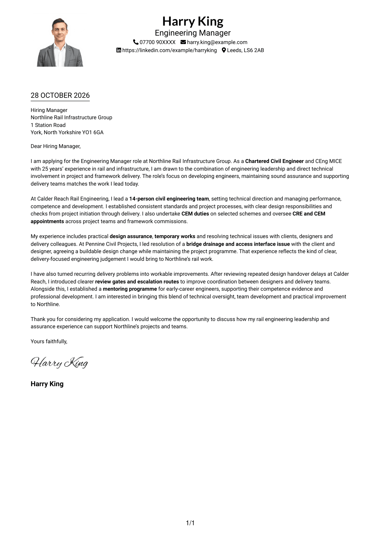 Cover letter example — page 1