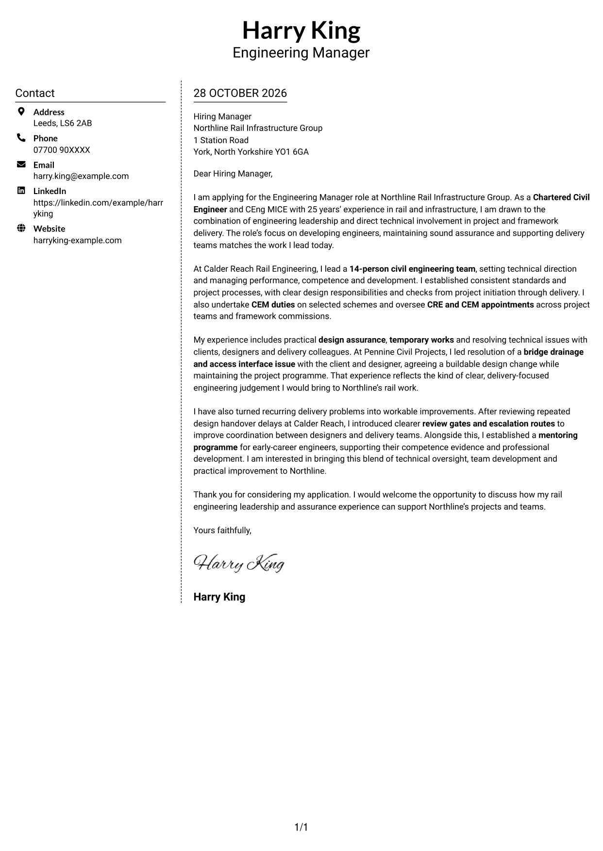 Cover letter example — page 1