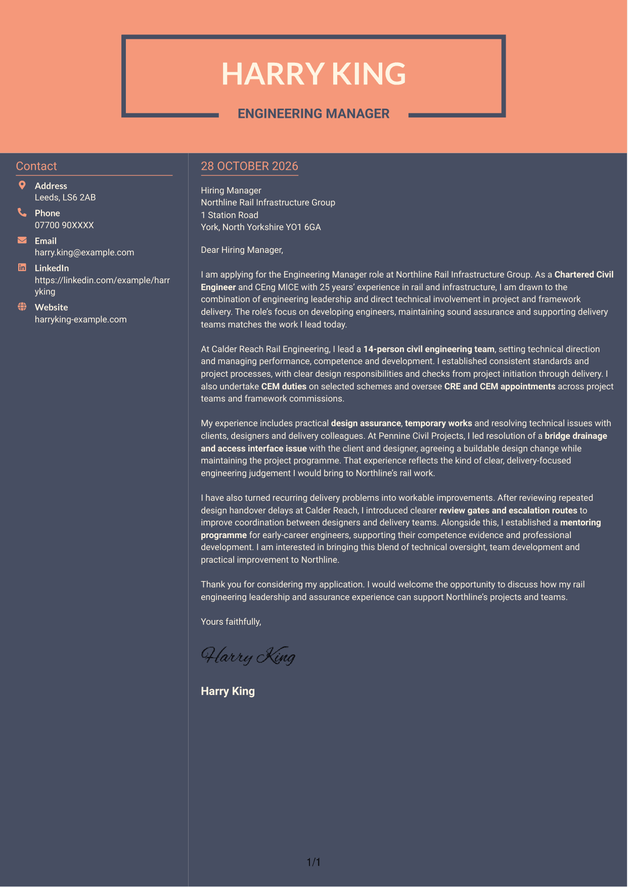 Cover letter example — page 1