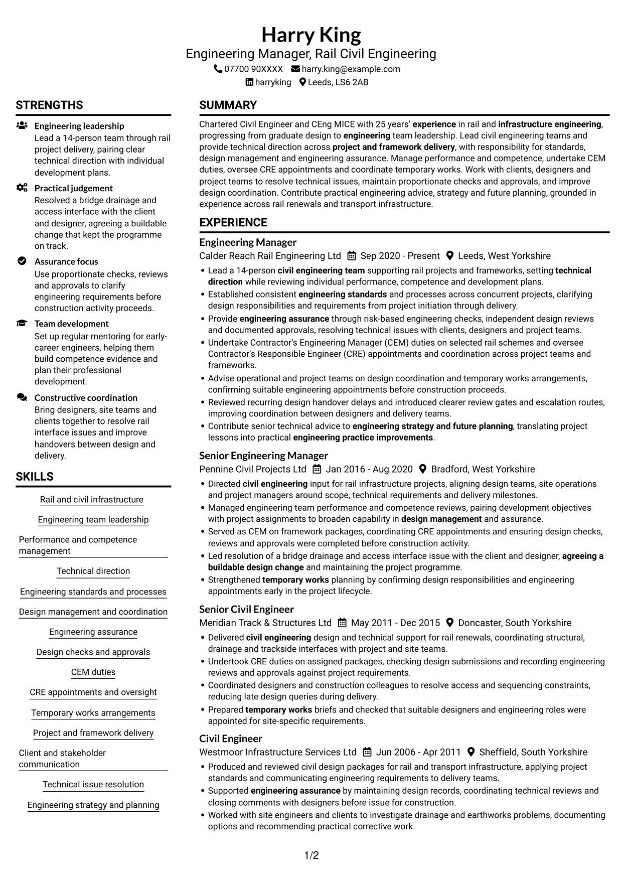 CV example — page 1