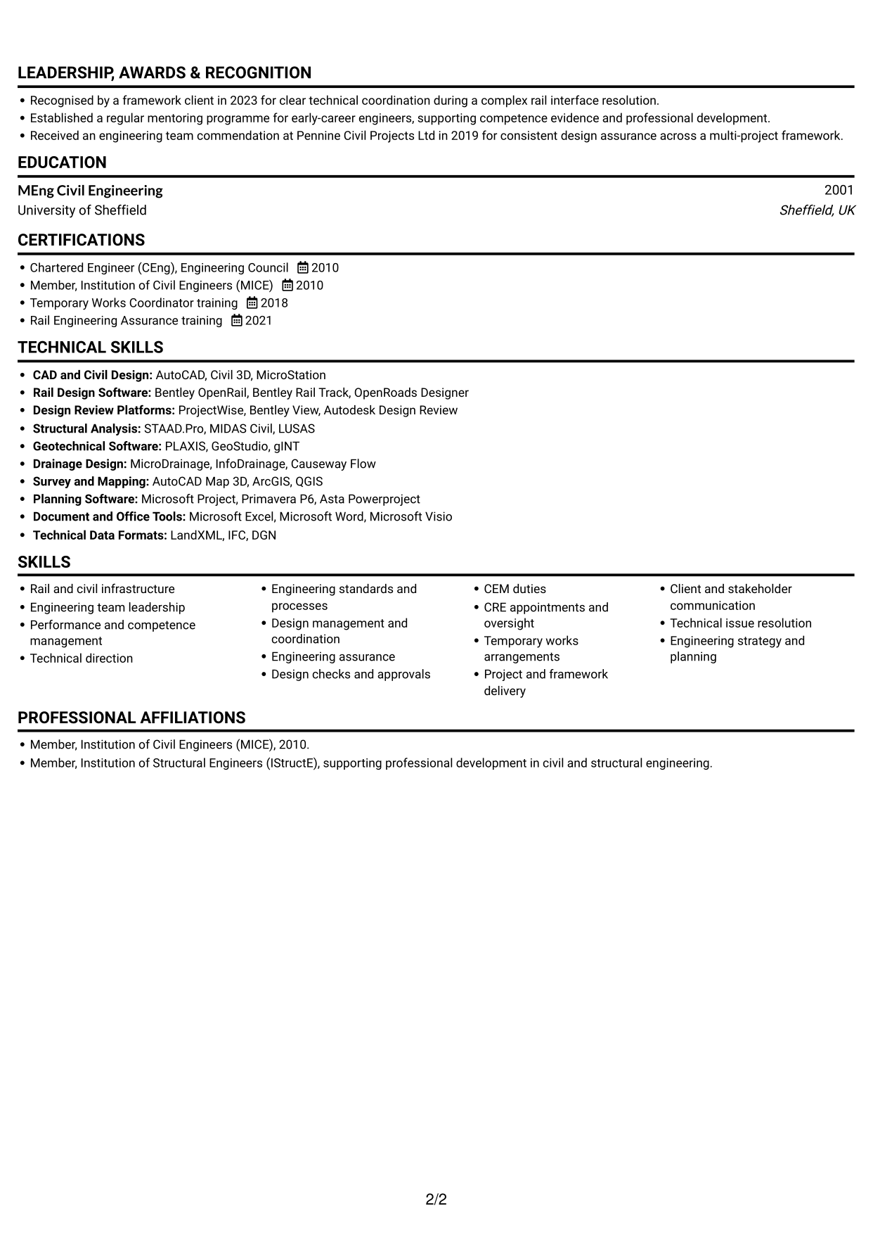 CV example — page 2