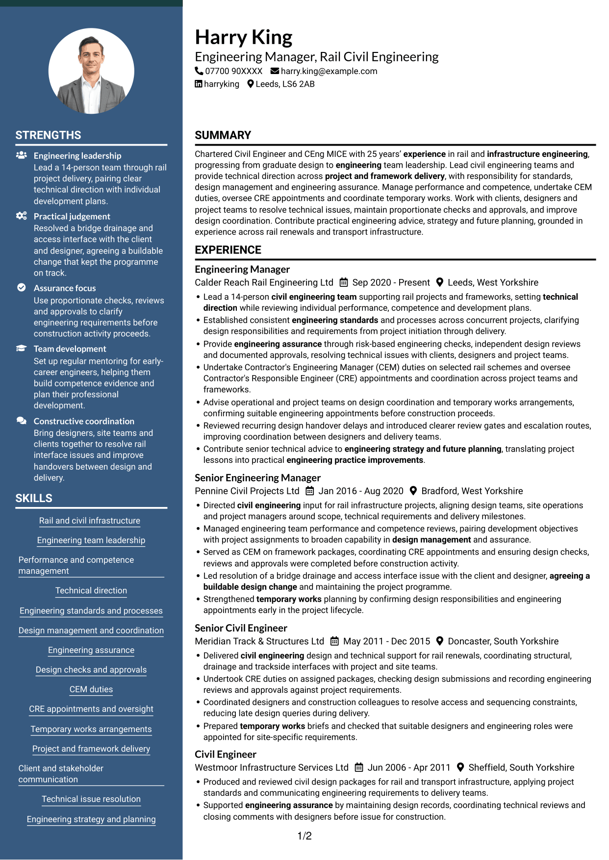 CV example — page 1