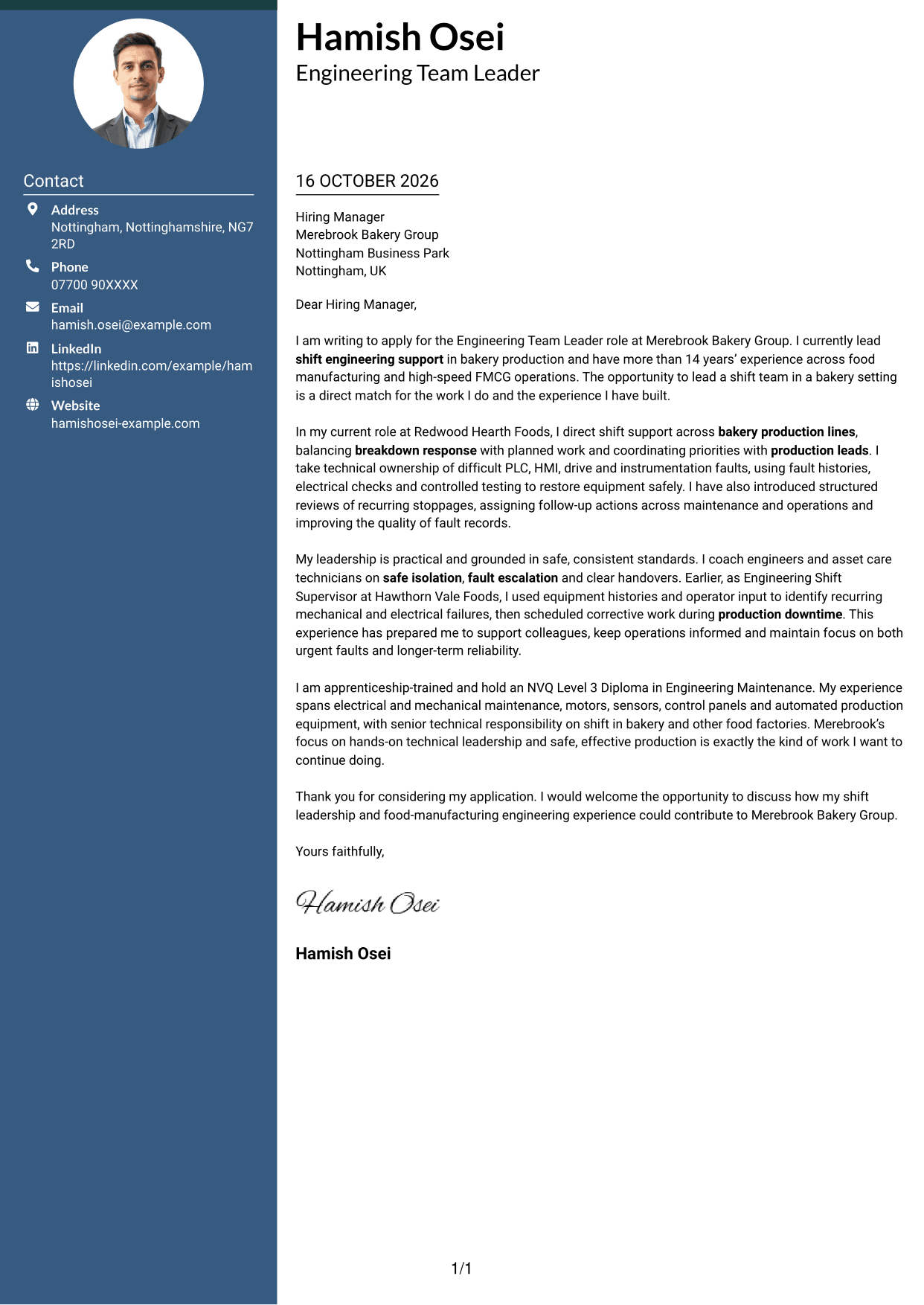 Cover letter example — page 1