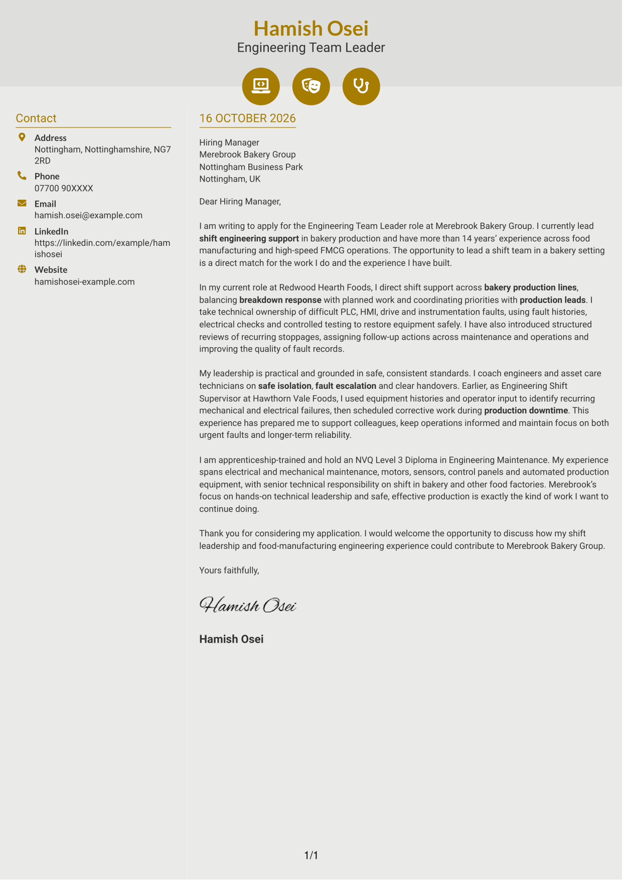 Cover letter example — page 1