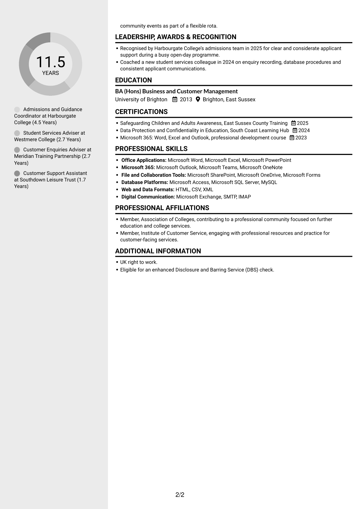 CV example — page 2