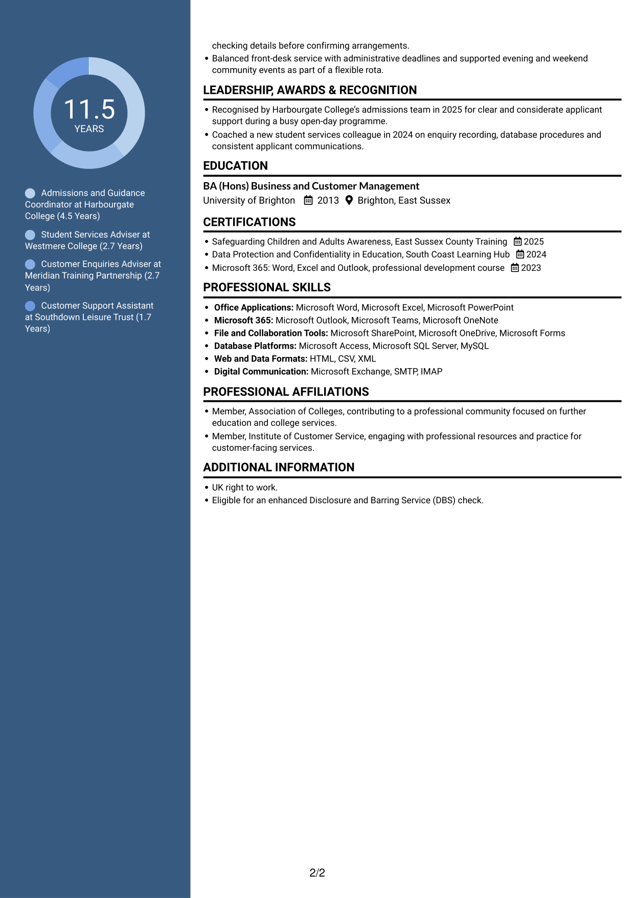 CV example — page 2