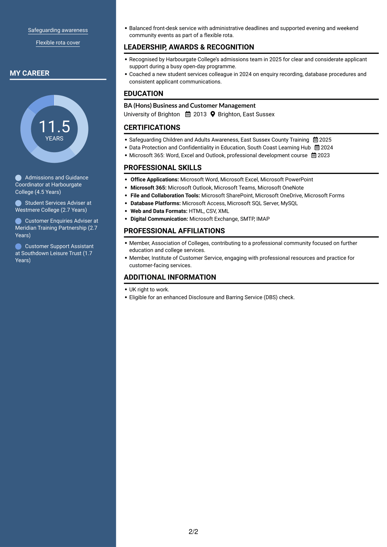 CV example — page 2