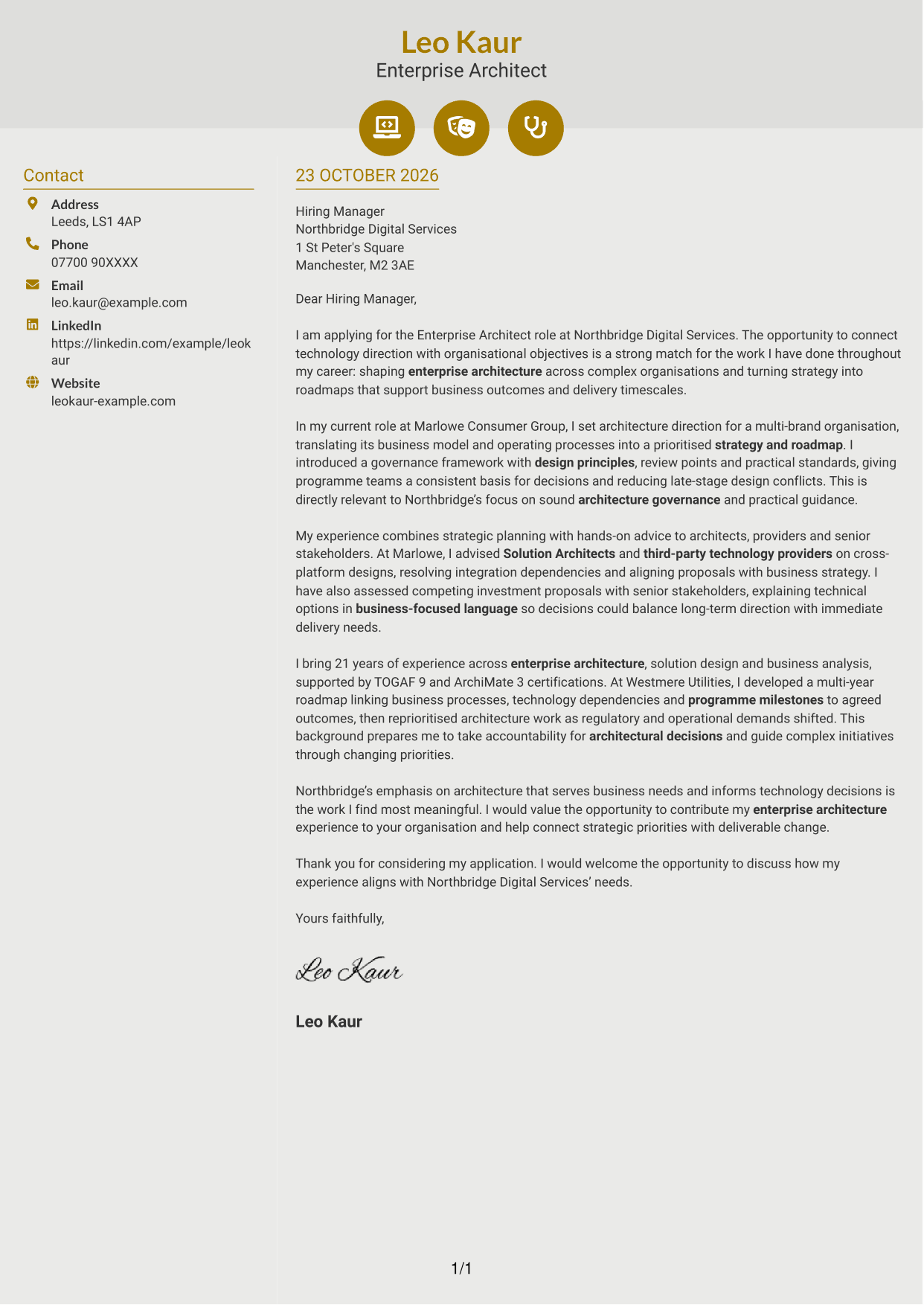 Cover letter example — page 1