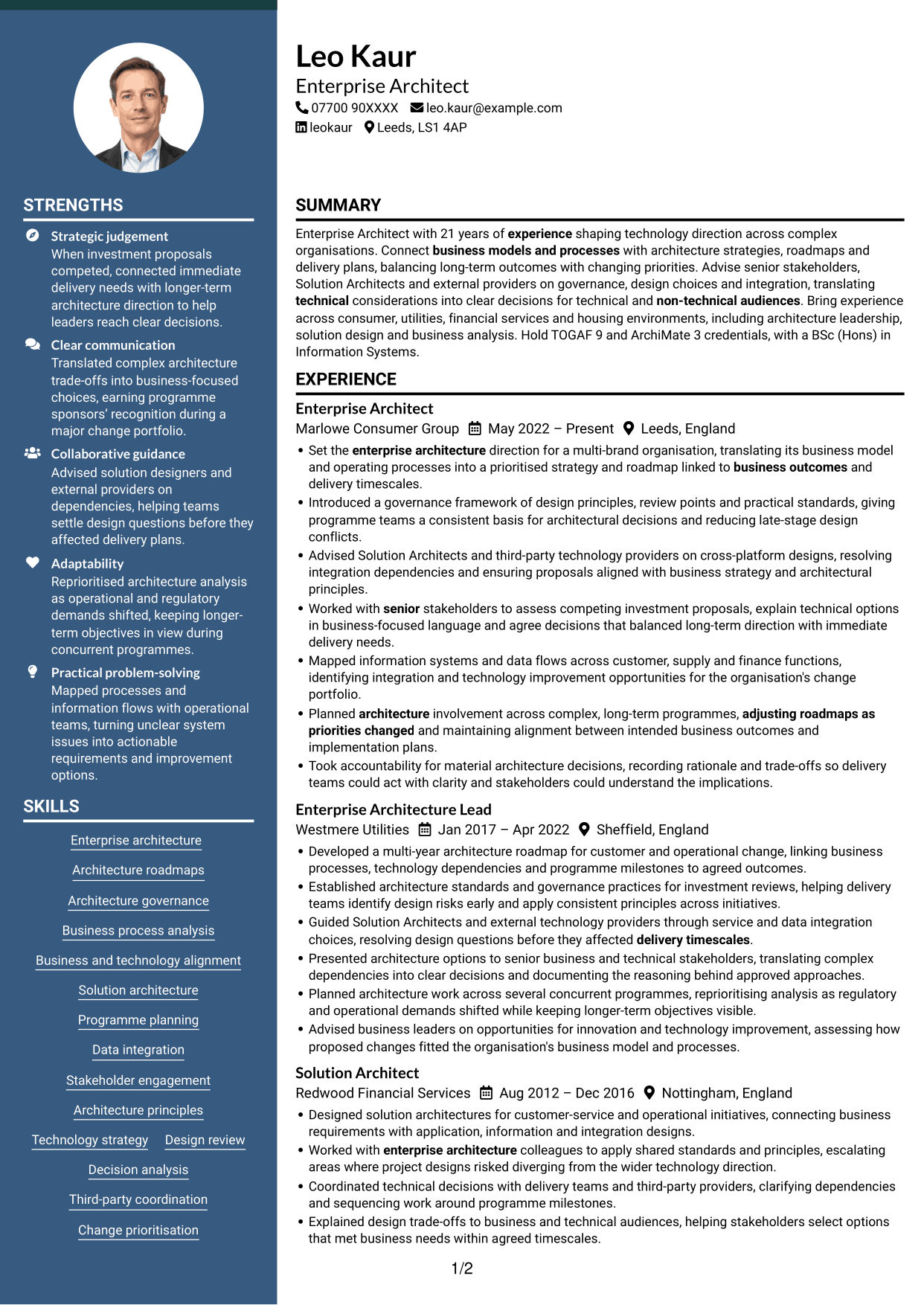 CV example — page 1