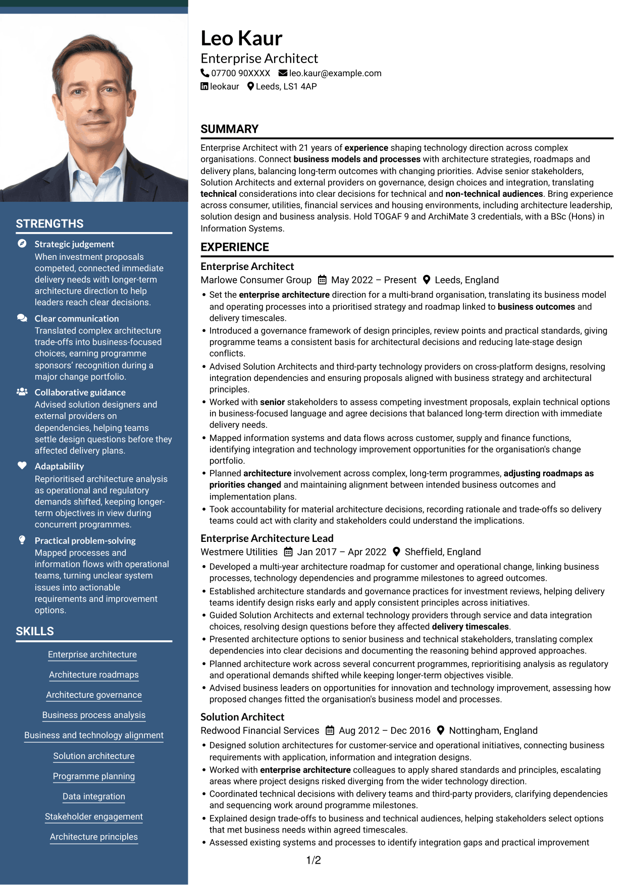 CV example — page 1