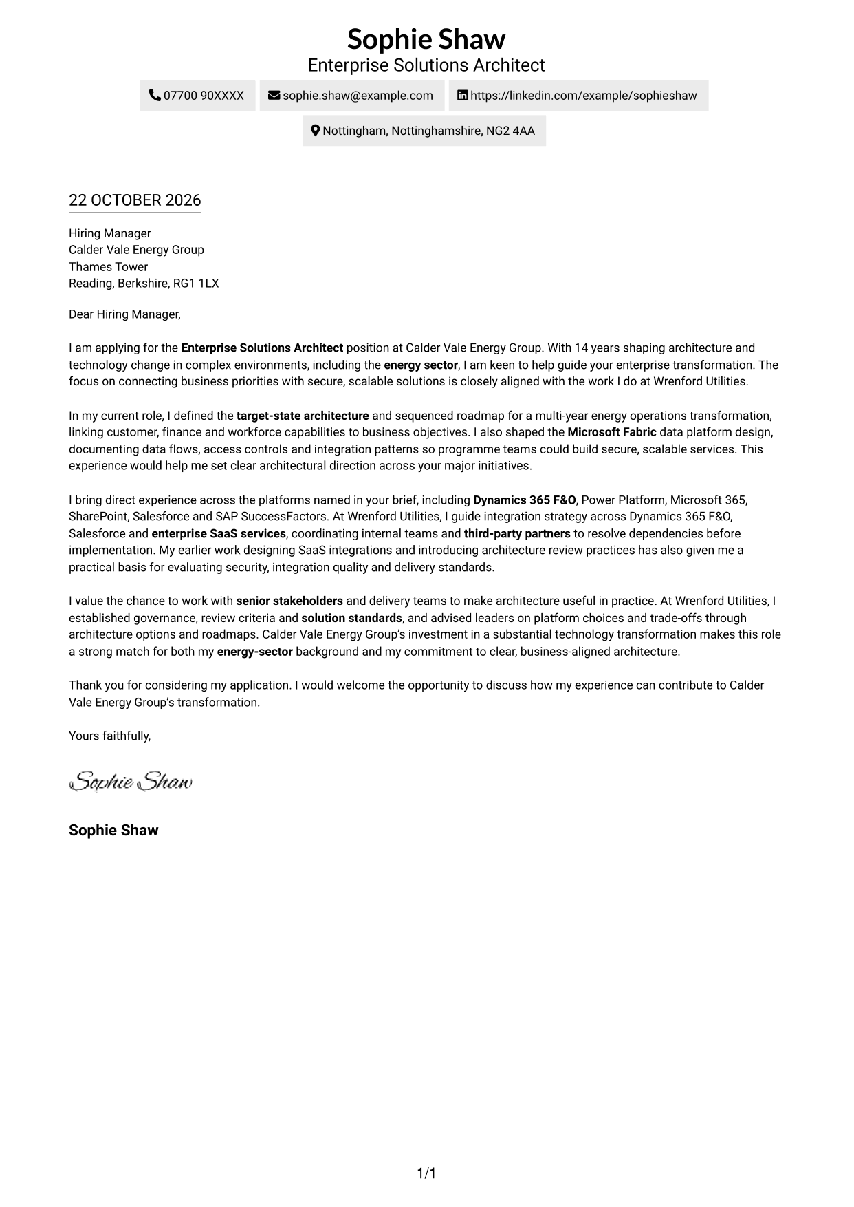 Cover letter example — page 1