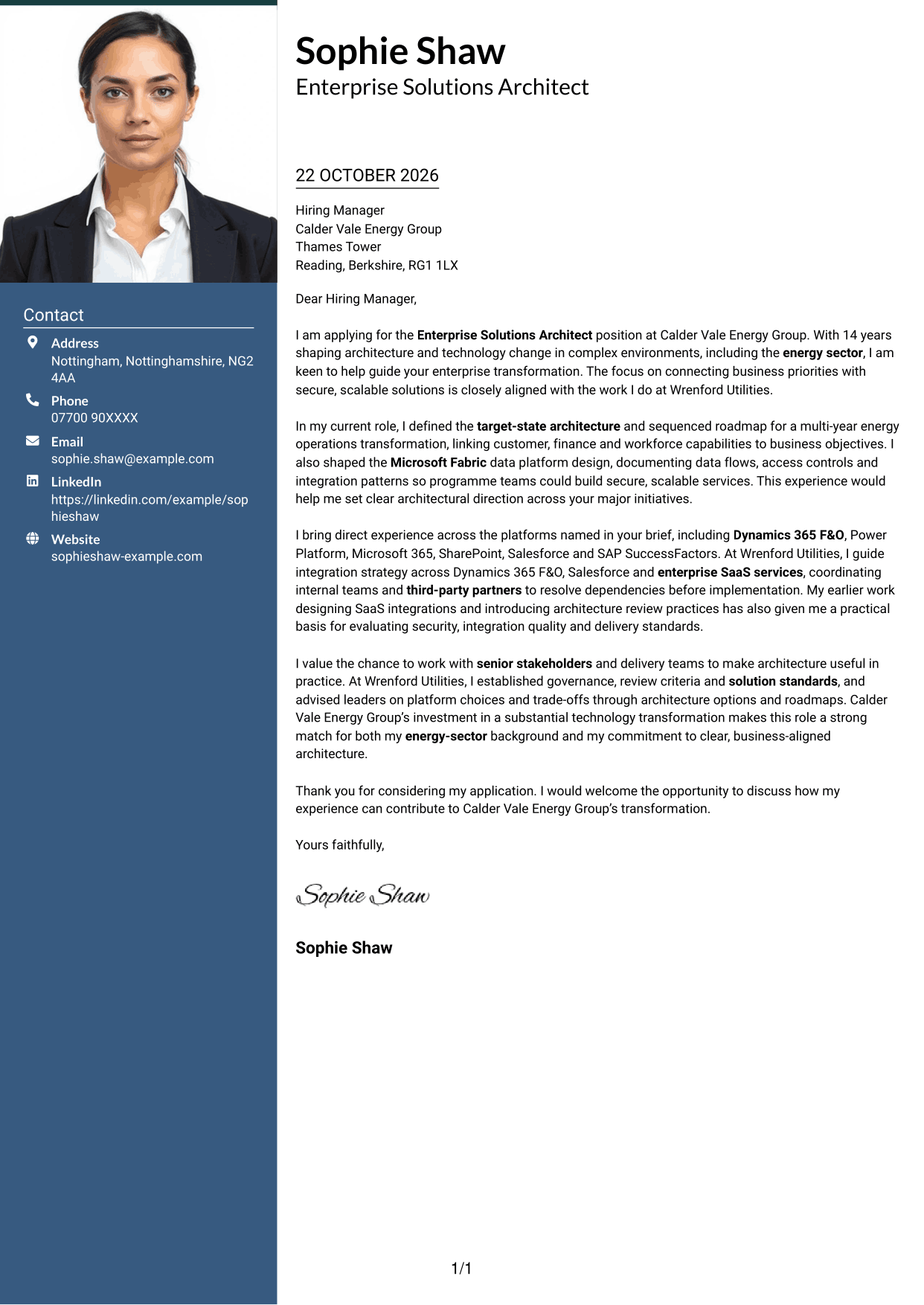 Cover letter example — page 1