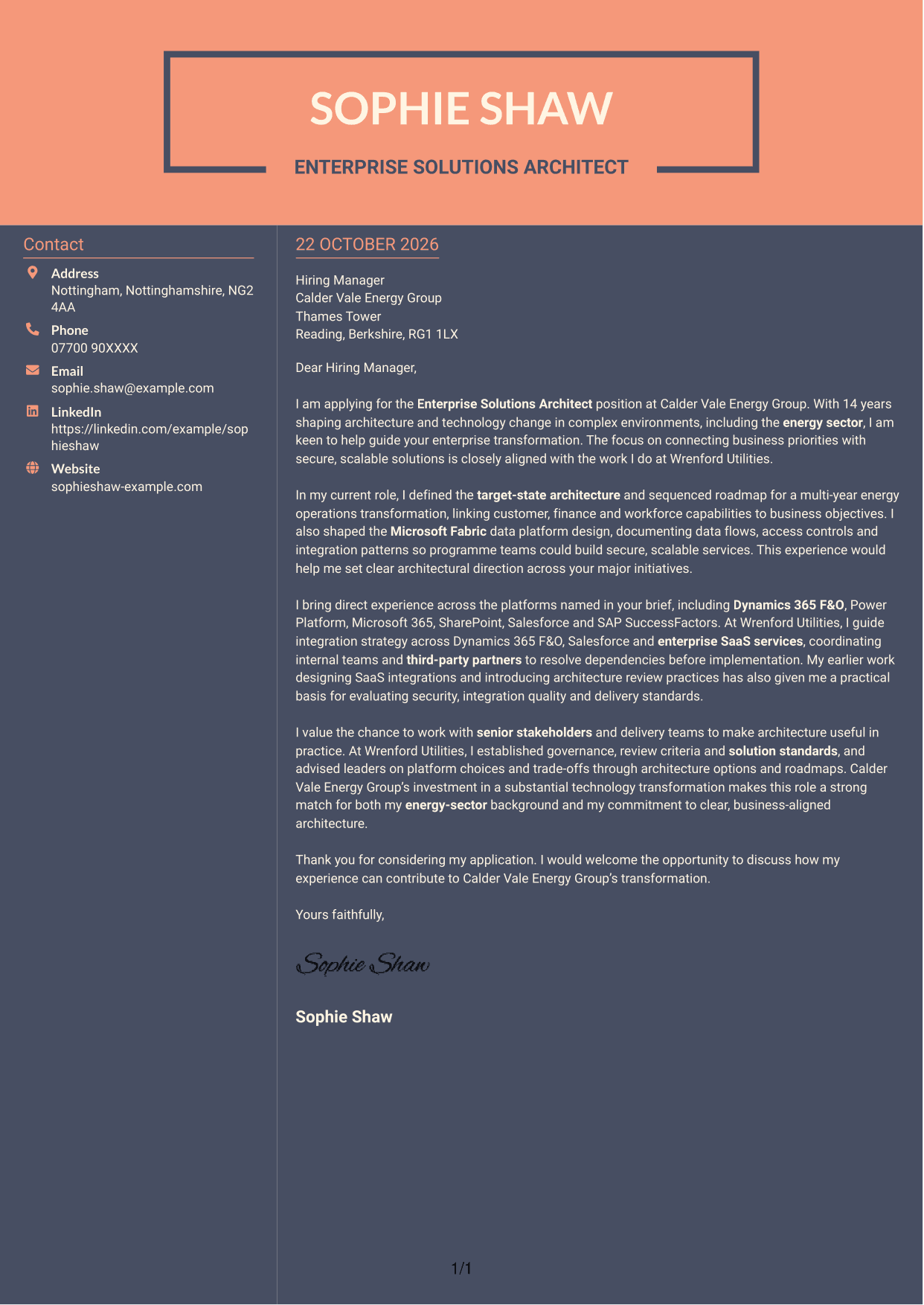 Cover letter example — page 1