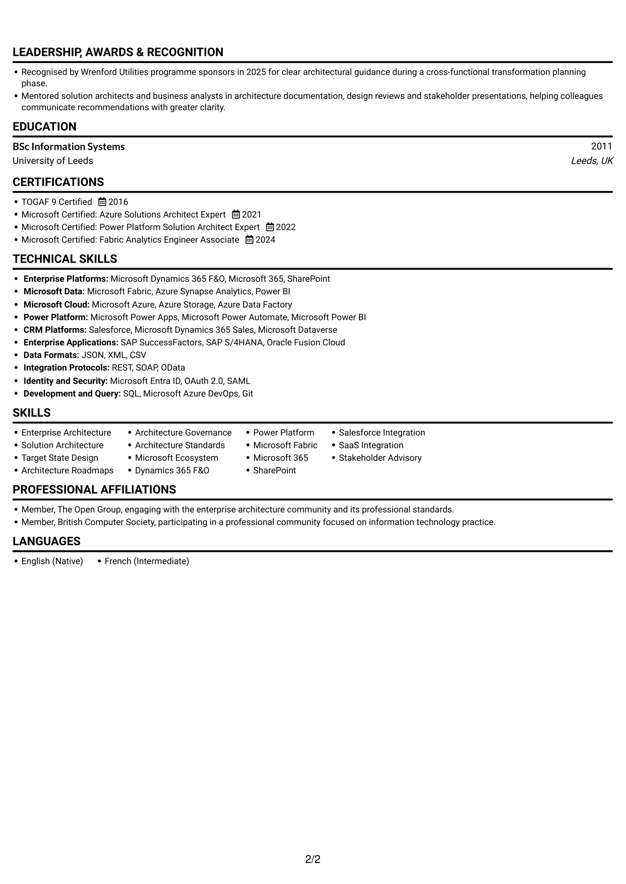 CV example — page 2