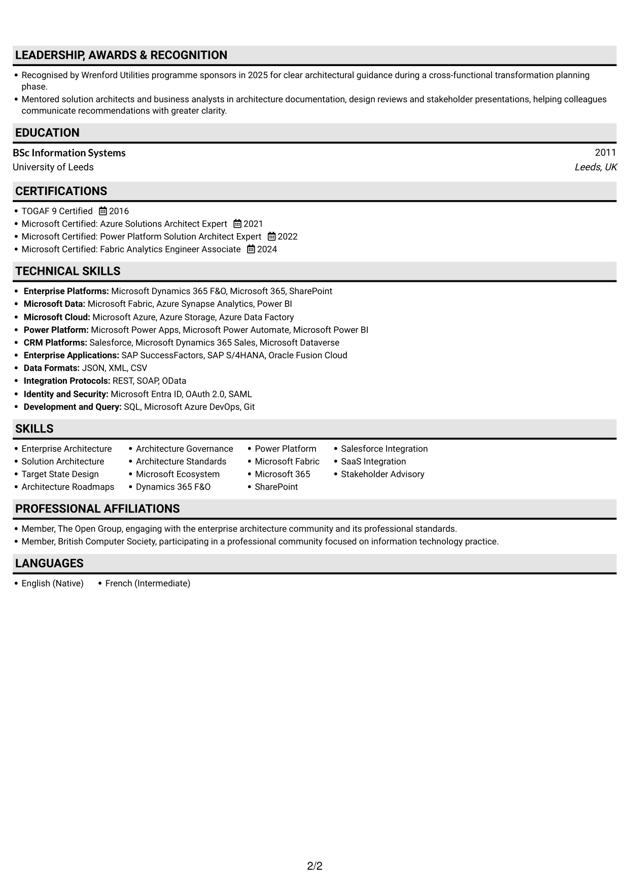 CV example — page 2