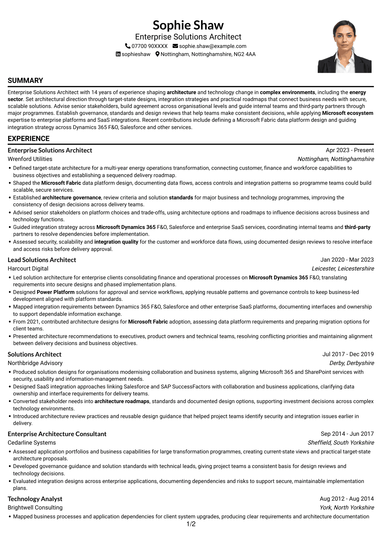 CV example — page 1