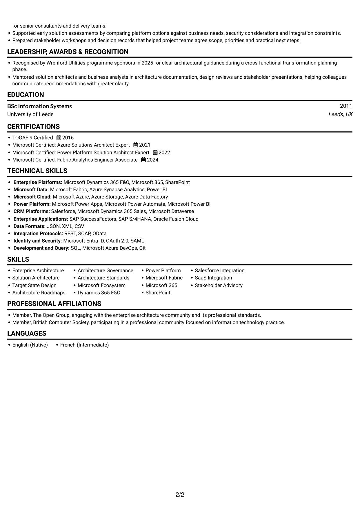 CV example — page 2