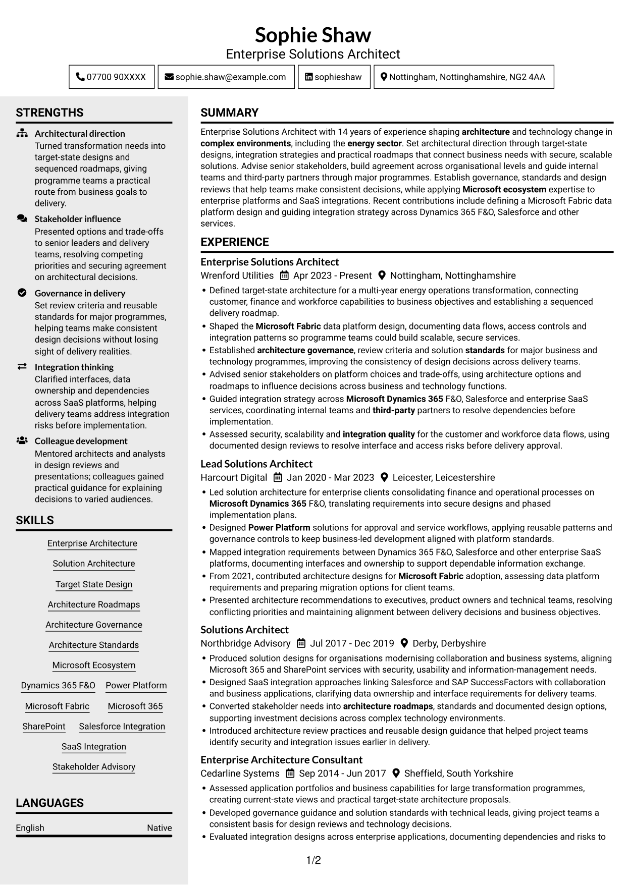 CV example — page 1