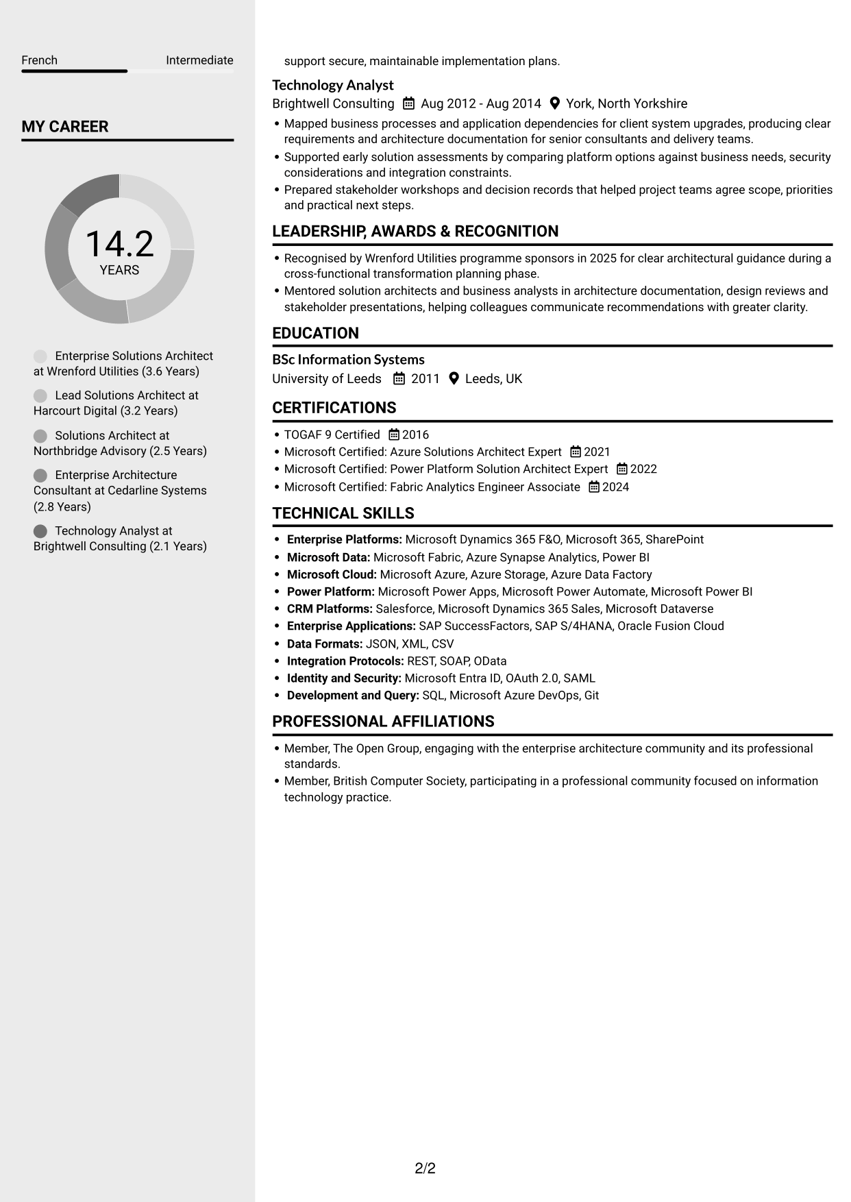 CV example — page 2