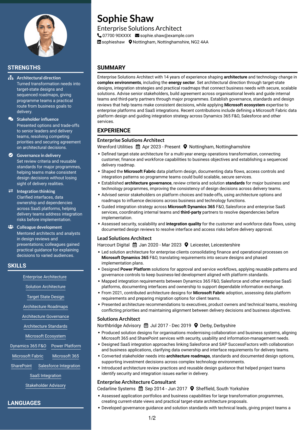 CV example — page 1