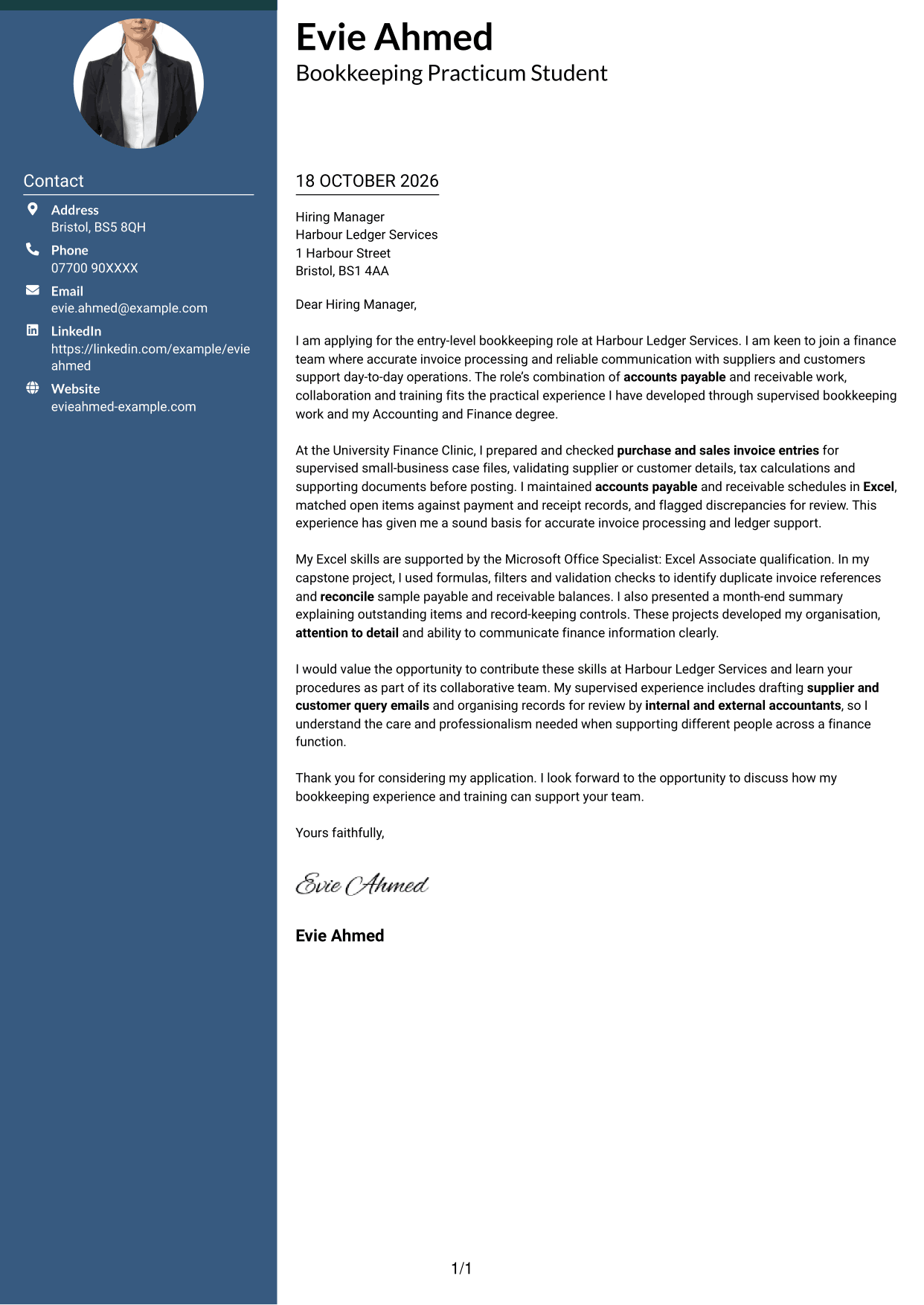 Cover letter example — page 1