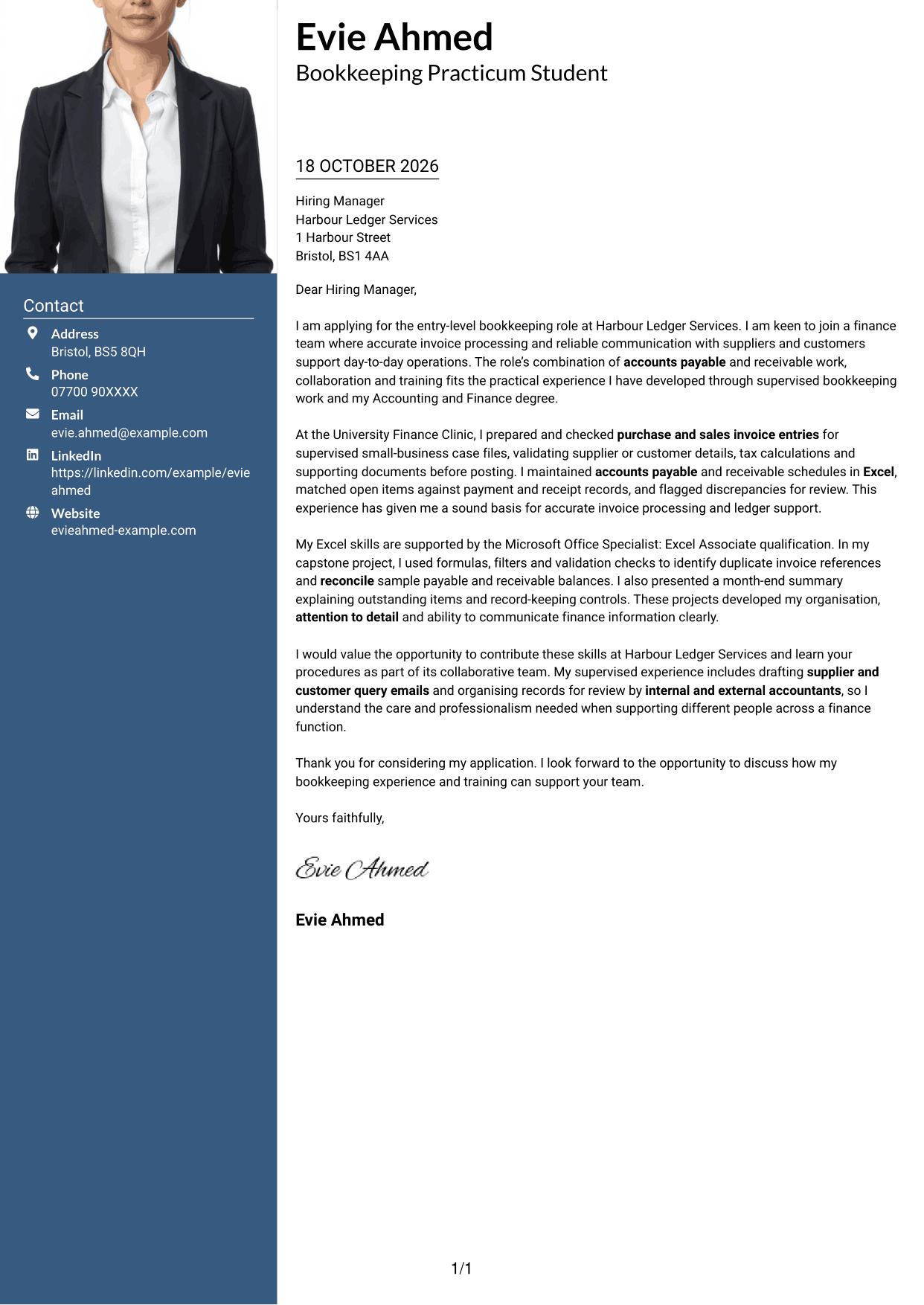 Cover letter example — page 1