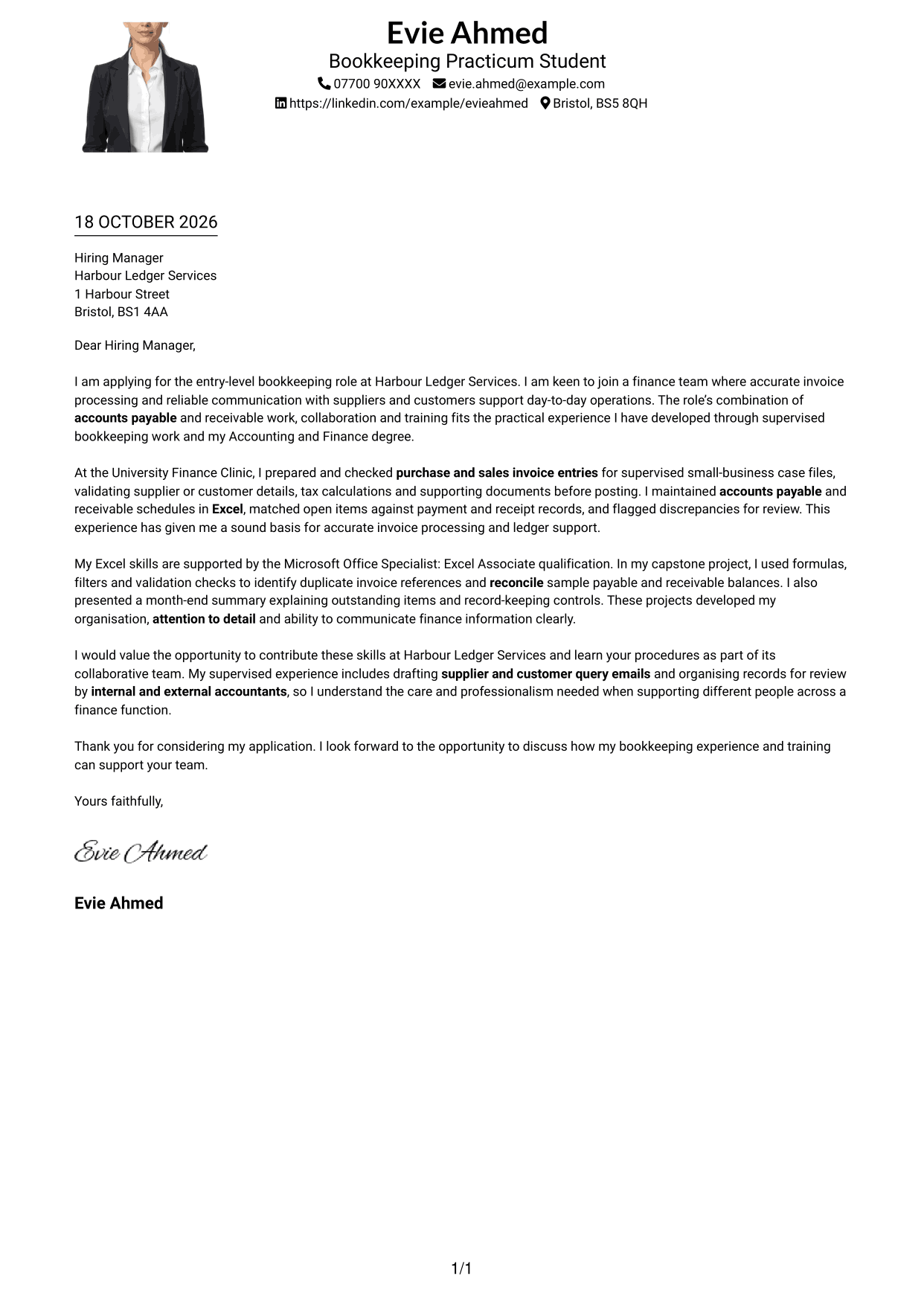 Cover letter example — page 1